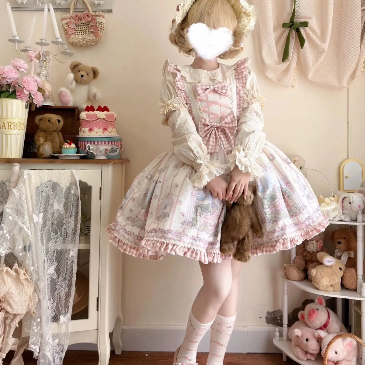 Sweet Lolita Square Collar Cartoon Printed JSK Dress Women Bow Sleeveless Ruffles Kawaii Dress Japanese Girls Camisole Dresses
Sweet Lolita Square Collar Cartoon Printed JSK Dress Women Bow Sleeveless Ruffles Kawaii Dress Japanese Girls Camisole Dresses