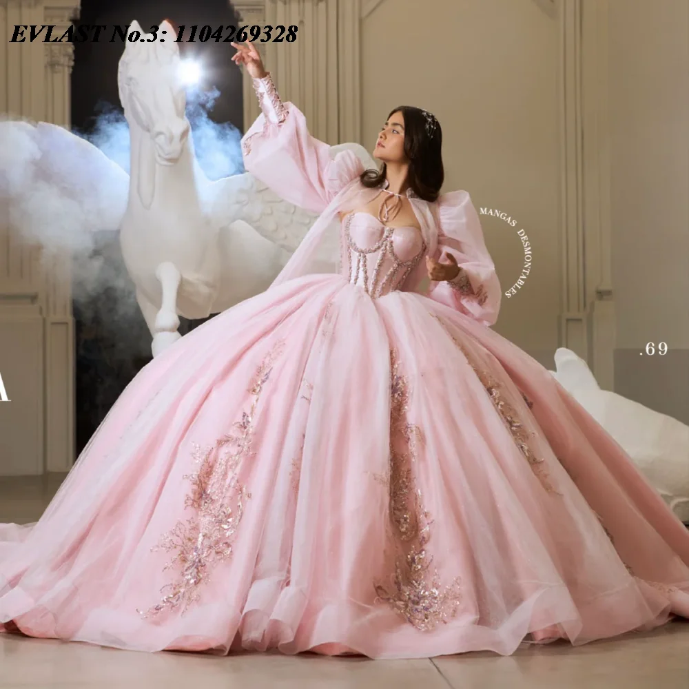 EVLAST розовое платье принцессы Quinceanera по индивидуальному заказу, бальное платье, кружевная накидка с аппликацией из бисера, мексиканская милая накидка 16, Vestido De 15 Anos E3Q448
EVLAST розовое платье принцессы Quinceanera по индивидуальному заказу, бальное платье, кружевная накидка с аппликацией из бисера, мексиканская милая накидка 16, Vestido De 15 Anos E3Q448