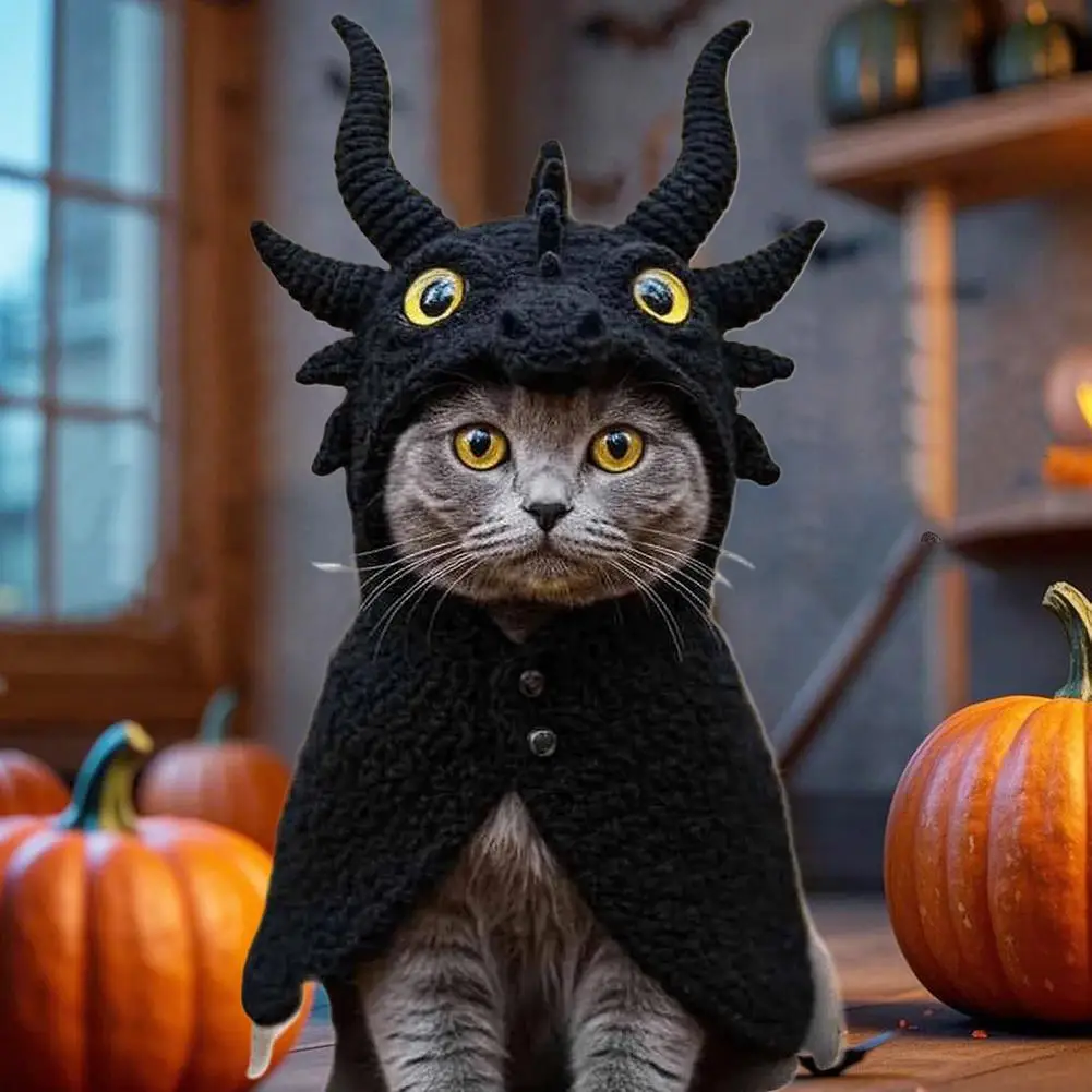 Dragon Cat Hoodie Set Hand Knitted Cosplay Apparel Funny Adjustable Outfit Small Pets Easy-On Knitted Cat Hoodie for Cats Dogs
Dragon Cat Hoodie Set Hand Knitted Cosplay Apparel Funny Adjustable Outfit Small Pets Easy-On Knitted Cat Hoodie for Cats Dogs