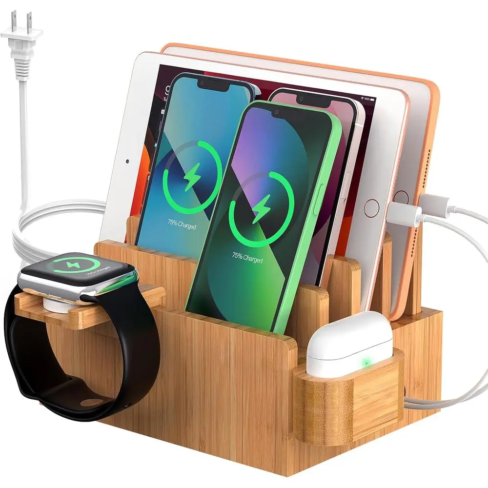 Multi-Device Charging Station with 5-Port USB Hub, Cable Holder, and Stand for Watches & Earbuds
Multi-Device Charging Station with 5-Port USB Hub, Cable Holder, and Stand for Watches & Earbuds