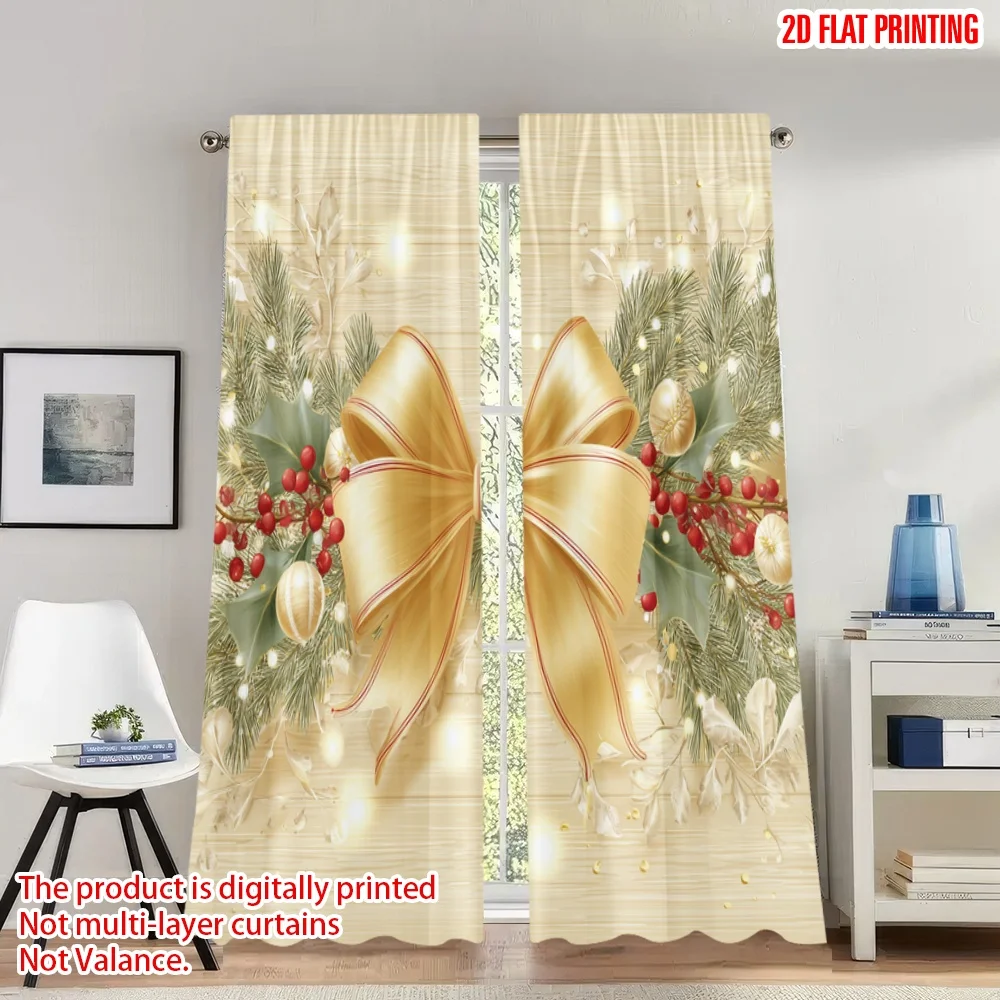 2pcs 2D flat printing Christmas Curtains Christmas Holly Ribbon Ornament Digital Printed Polyester Drapes Festive Curtains
2pcs 2D flat printing Christmas Curtains Christmas Holly Ribbon Ornament Digital Printed Polyester Drapes Festive Curtains