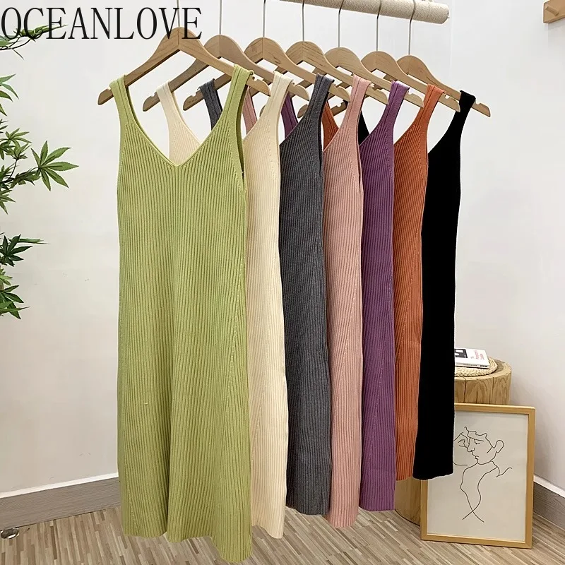 OCEANLOVE Women Dresses Knitted Solid All Seasons Sleeveless Korean Fashion Vestidos Mujer Retro Casual A-line Long Dress
OCEANLOVE Women Dresses Knitted Solid All Seasons Sleeveless Korean Fashion Vestidos Mujer Retro Casual A-line Long Dress