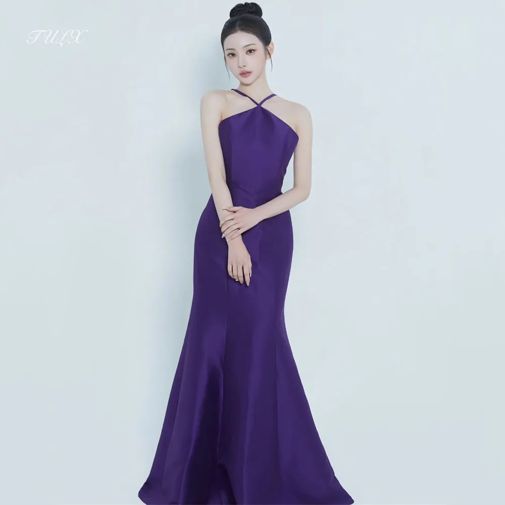 TULX Fairy Purple Satin Evening Dress Korea Wedding Photo Shoot Halter Sleeveless Mermaid Long Party Dress Corset Customized
TULX Fairy Purple Satin Evening Dress Korea Wedding Photo Shoot Halter Sleeveless Mermaid Long Party Dress Corset Customized