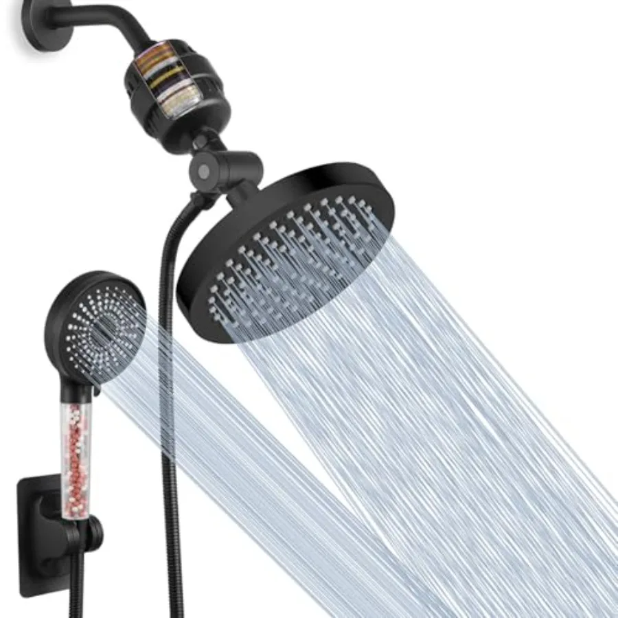 Filtered Shower Head Set High Pressure Rain Shower with Handheld Showerhead Combo Self-adhesive Holder/59" Hose 20 Stage Filter
Filtered Shower Head Set High Pressure Rain Shower with Handheld Showerhead Combo Self-adhesive Holder/59" Hose 20 Stage Filter