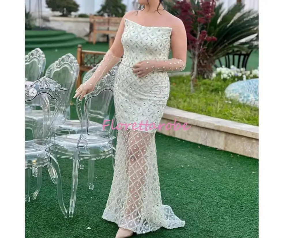 Sparkling Diamonds Mermaid Evening Dresses Luxury Beaded Gloveless Prom Dress Long Wedding Guest Dress for Party Customized
Sparkling Diamonds Mermaid Evening Dresses Luxury Beaded Gloveless Prom Dress Long Wedding Guest Dress for Party Customized