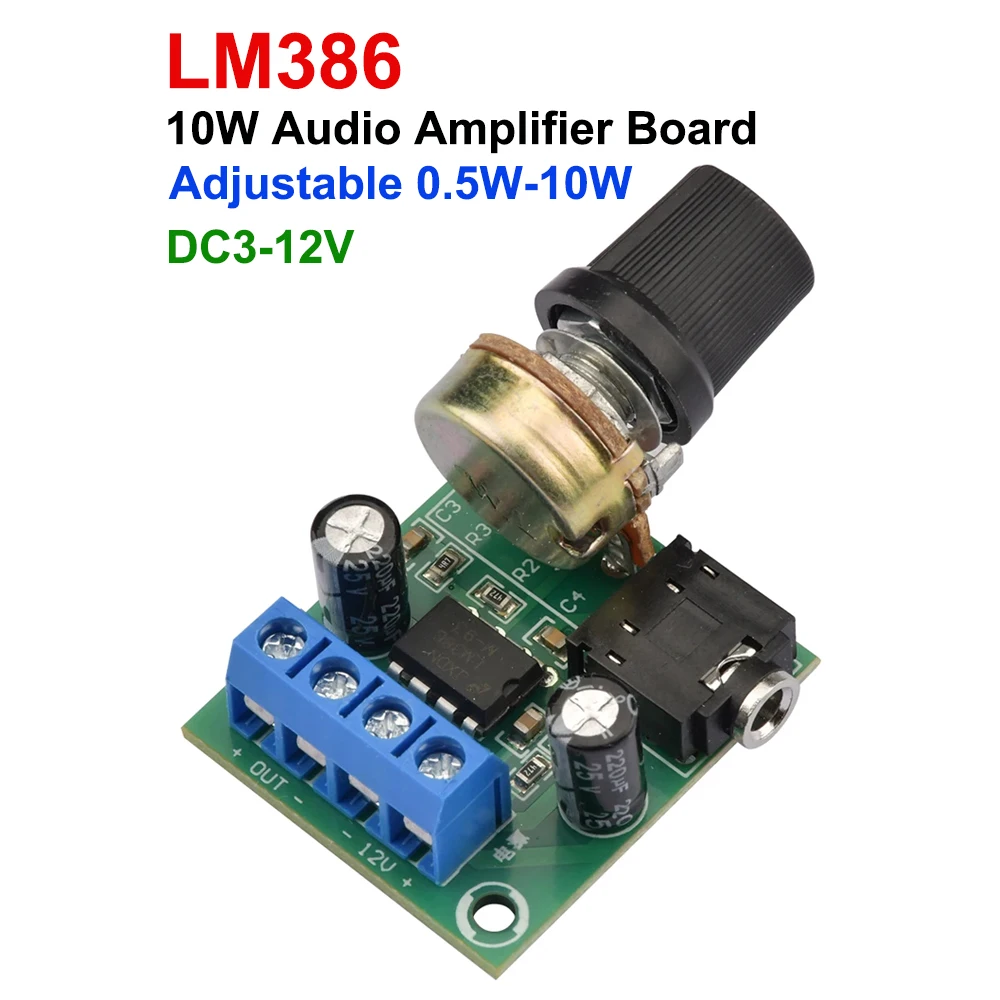 1/2PCS LM386 10W Audio Amplifier Board Mono 3.5mm DC 3-12V Volume Control Mini AMP Module Adjustable Volume
1/2PCS LM386 10W Audio Amplifier Board Mono 3.5mm DC 3-12V Volume Control Mini AMP Module Adjustable Volume