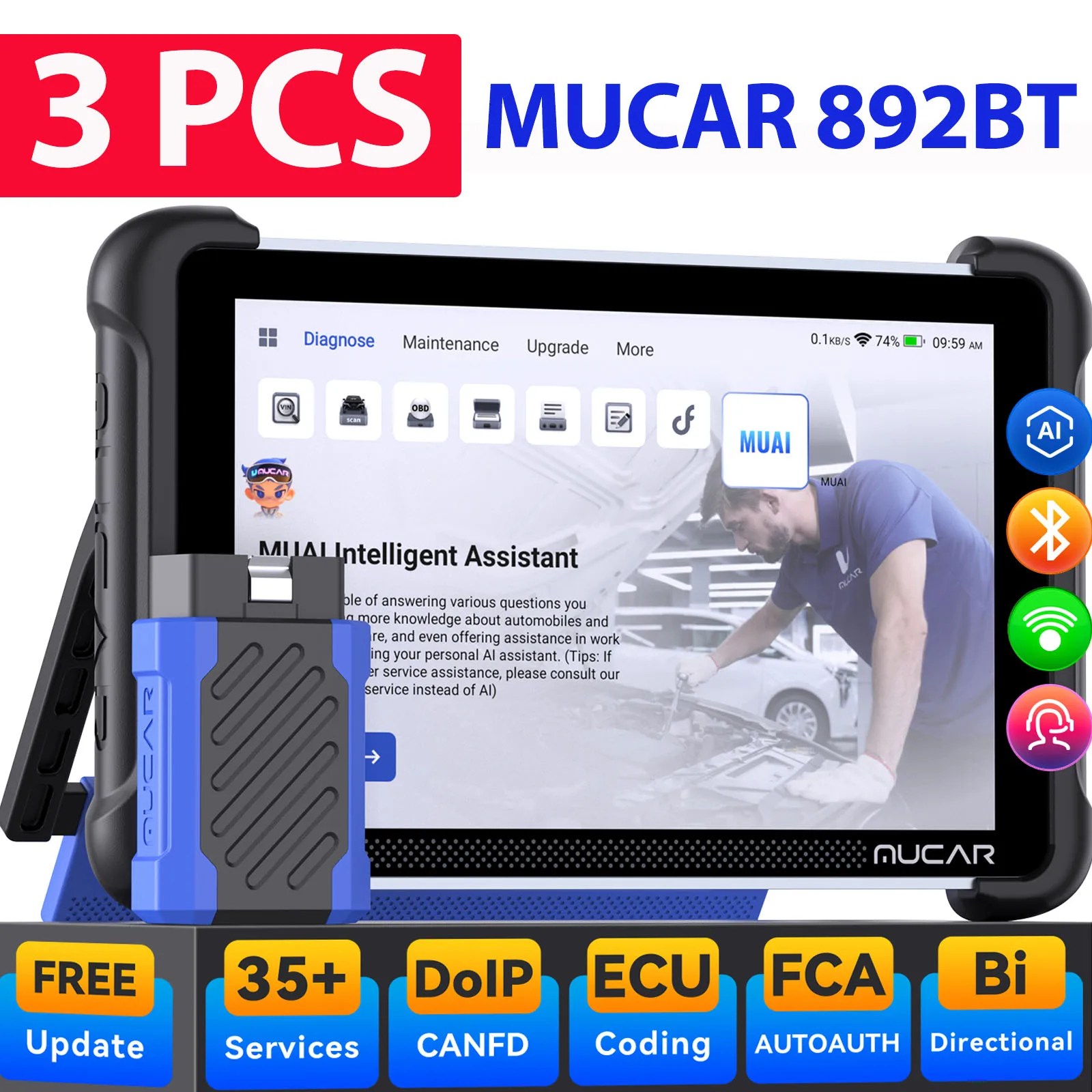 3 шт. MUCAR 892BT THINKCAR 689BT автомобильный инструмент двунаправленный сканер Obd2 кодирование ЭБУ автомобильный диагностический инструмент CANFD DOIP 35, сброс
3 шт. MUCAR 892BT THINKCAR 689BT автомобильный инструмент двунаправленный сканер Obd2 кодирование ЭБУ автомобильный диагностический инструмент CANFD DOIP 35, сброс