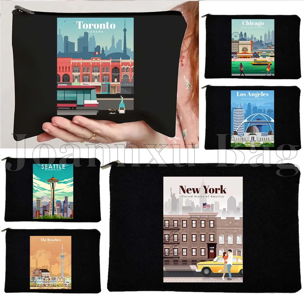 New York Chicago Seattle San Francisco Toronto Las Vegas Los Angeles Miami Seattle Canvas Cosmetic Makeup Bag Pencil Case Pouch
New York Chicago Seattle San Francisco Toronto Las Vegas Los Angeles Miami Seattle Canvas Cosmetic Makeup Bag Pencil Case Pouch