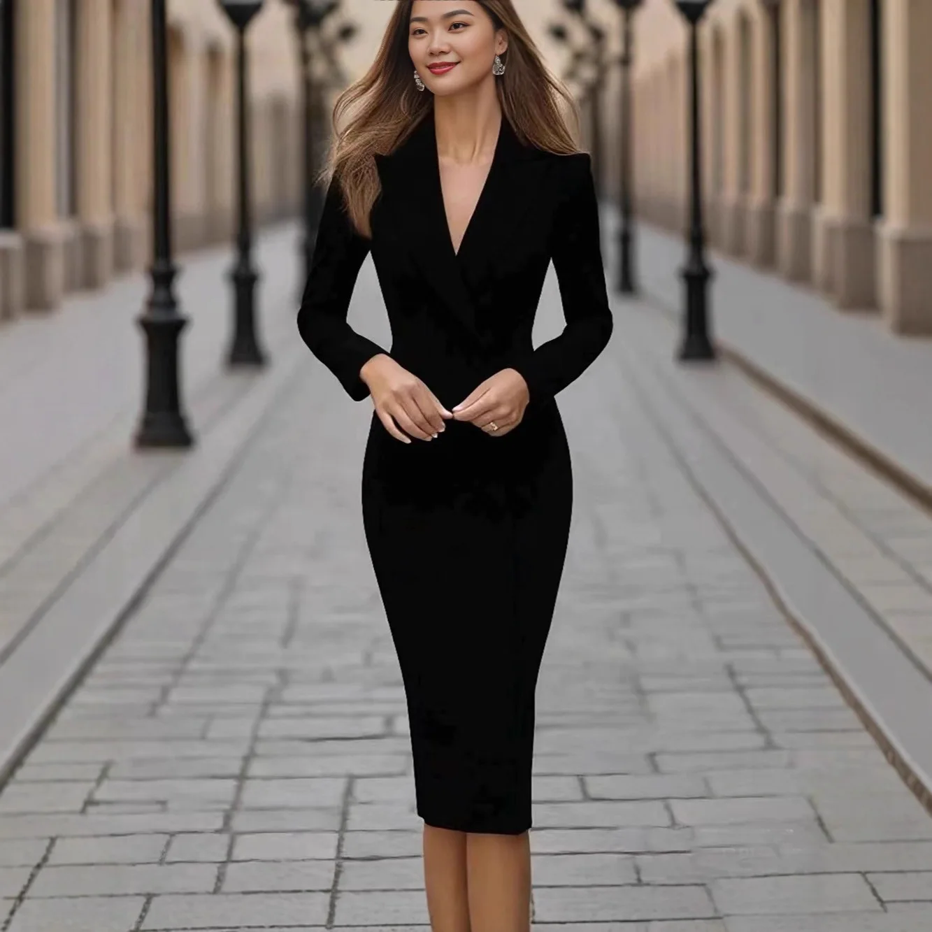 Fashion Suit Dress Women Slim Fits Single-breasted Long-sleeved Office Commuter Jacket Dress Sheath Sexy Bodycon Midi Dress
Fashion Suit Dress Women Slim Fits Single-breasted Long-sleeved Office Commuter Jacket Dress Sheath Sexy Bodycon Midi Dress