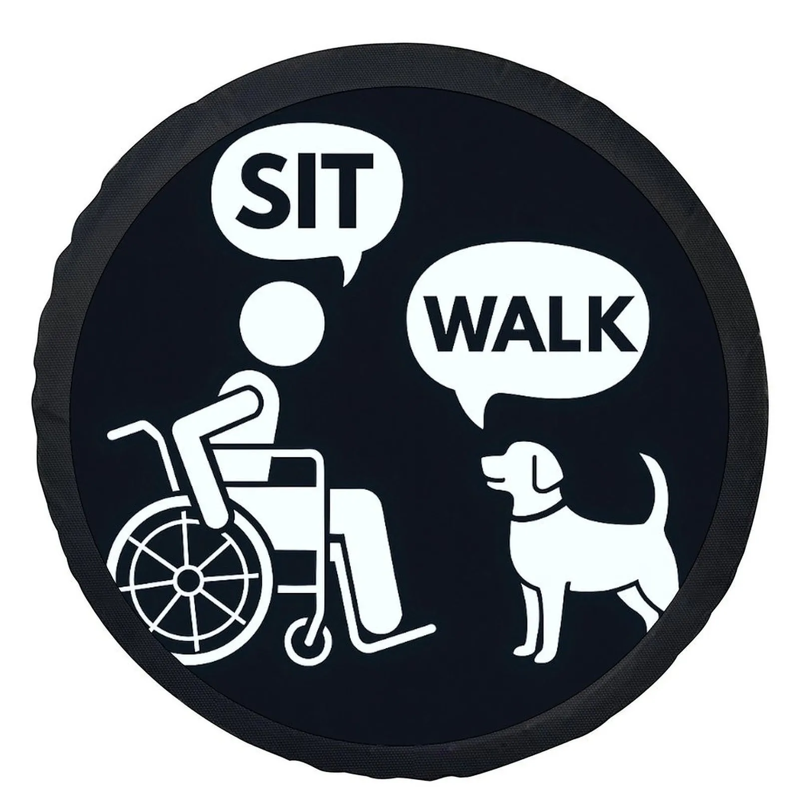 Wheelchair Dog Commands Sit Walk Graphic Tire Cover Durable Protection For SUV Sedan
Wheelchair Dog Commands Sit Walk Graphic Tire Cover Durable Protection For SUV Sedan