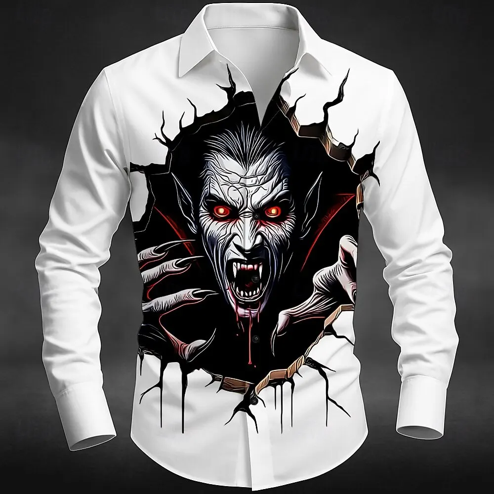 Vampire Graphic Long Sleeve Shirt For Men 3D Print Creative Design Loose Button Lapel Shirts Autumn Winter Halloween Theme Tops
Vampire Graphic Long Sleeve Shirt For Men 3D Print Creative Design Loose Button Lapel Shirts Autumn Winter Halloween Theme Tops