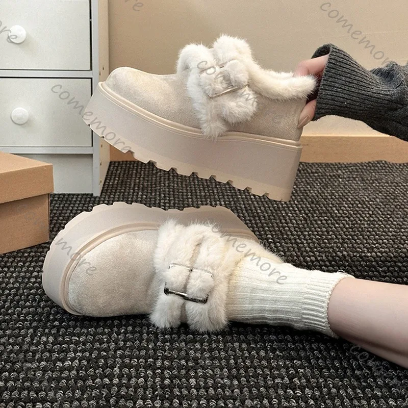 Comemore Suede Loafers Women Winter Fur Belt Buckle Platform Shoes Retro Patchwork Snow Boots High Heels Women's Cotton Shoes
Comemore Suede Loafers Women Winter Fur Belt Buckle Platform Shoes Retro Patchwork Snow Boots High Heels Women's Cotton Shoes