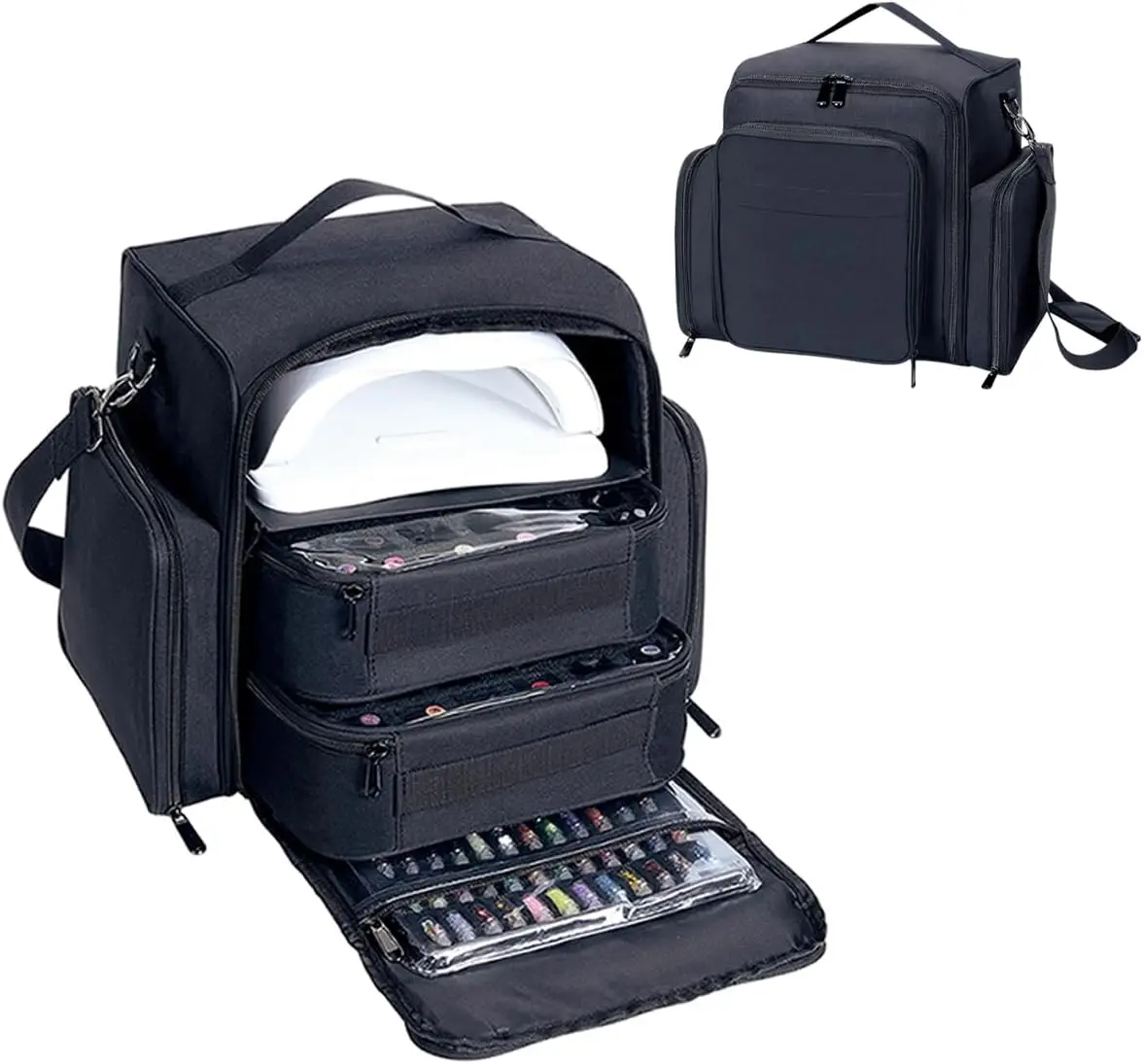 Portable Nail Polish Organizer with Removable Bags and Storage Pockets, Holds 60 Bottles and Lamp
Portable Nail Polish Organizer with Removable Bags and Storage Pockets, Holds 60 Bottles and Lamp