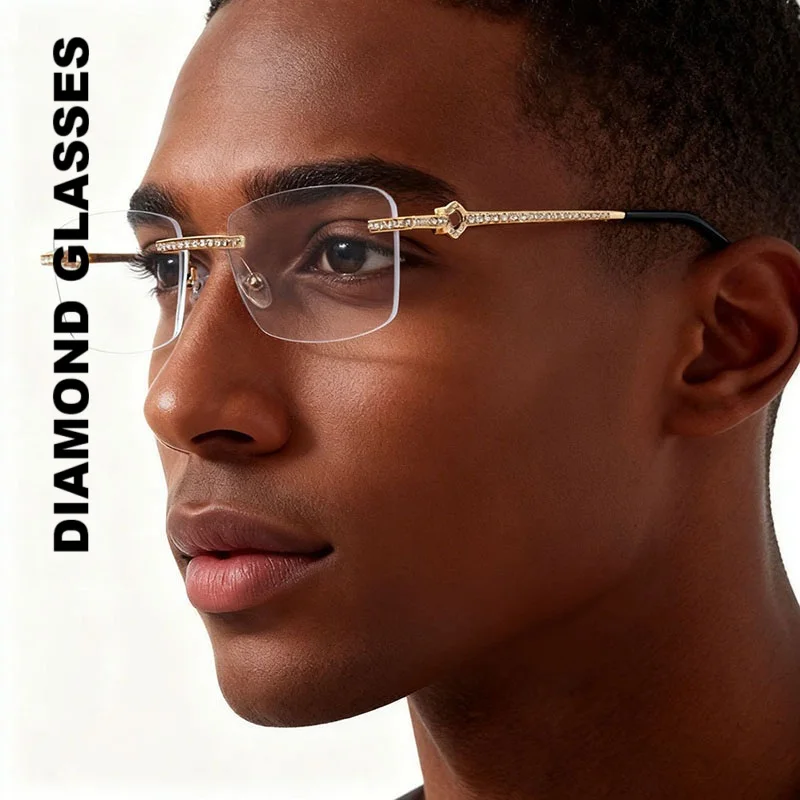 EYELUYAN Fashion Vintage Alloy Glasses Frame Diamond Square Rimless Eyeglasses for Men And Women Brand Design Spectacles Eyewear
EYELUYAN Fashion Vintage Alloy Glasses Frame Diamond Square Rimless Eyeglasses for Men And Women Brand Design Spectacles Eyewear