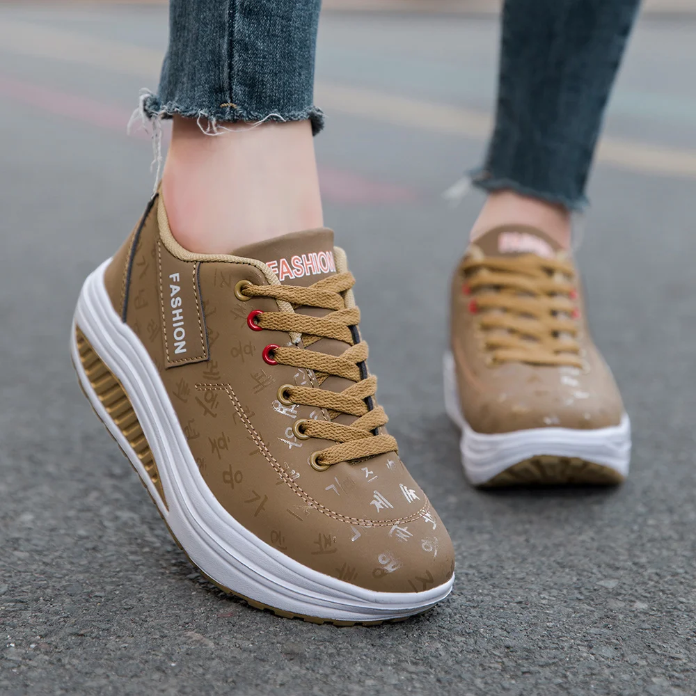 Ladies Casual Sports Shoes Breathable Comfortable Wedge Heel Thick Sole Sneakers Lace-up shoes
Ladies Casual Sports Shoes Breathable Comfortable Wedge Heel Thick Sole Sneakers Lace-up shoes