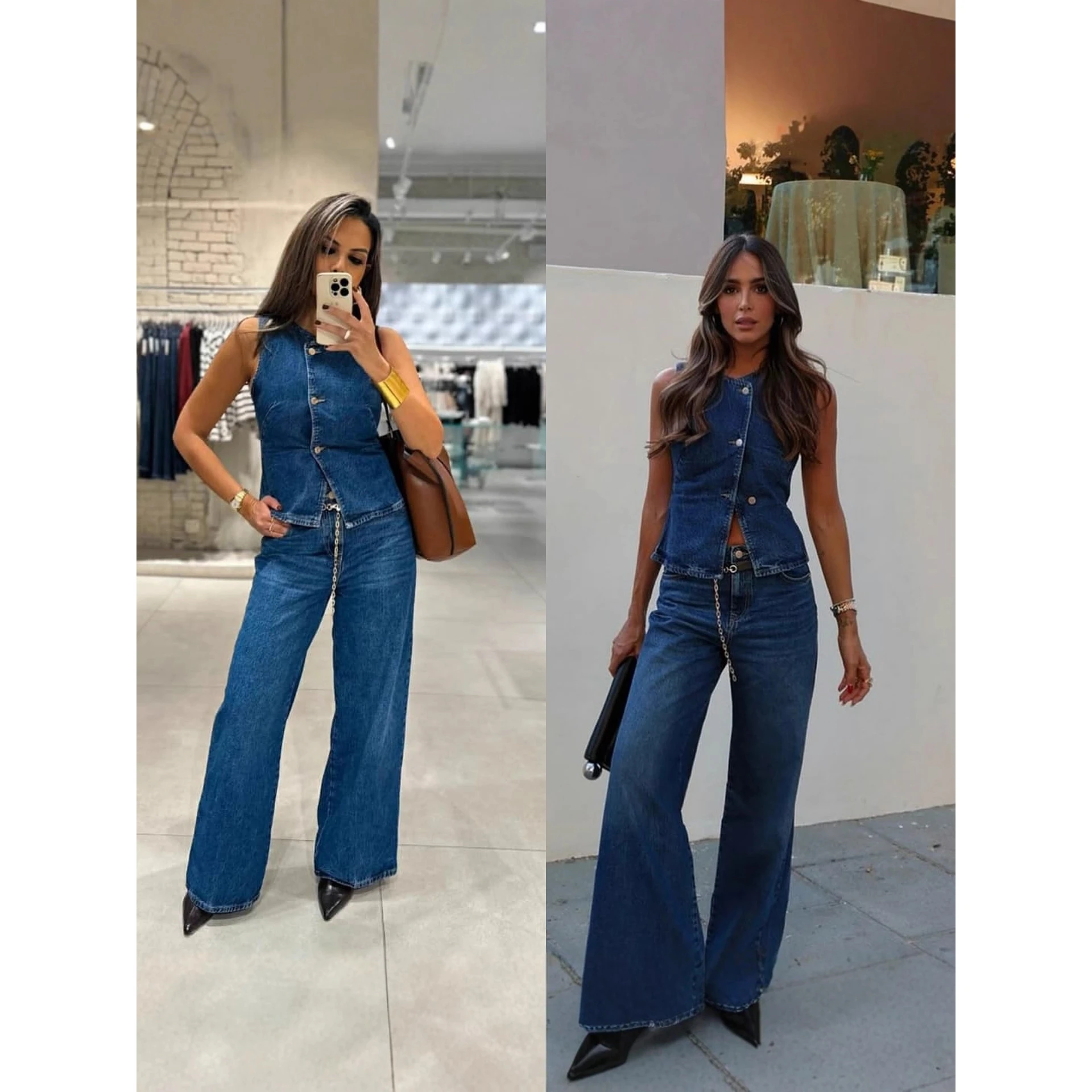 Fashionable Wide Leg Denim Vest Top Sleeveless Set High Waist Five Inch Pants for Women New 2025 Cross-Border Clothing
Fashionable Wide Leg Denim Vest Top Sleeveless Set High Waist Five Inch Pants for Women New 2025 Cross-Border Clothing