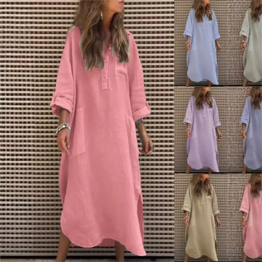 Весенне-осеннее женское элегантное однотонное платье нестандартной формы, модное повседневное женское свободное платье с закатанными рукавами и карманами на пуговицах
Весенне-осеннее женское элегантное однотонное платье нестандартной формы, модное повседневное женское свободное платье с закатанными рукавами и карманами на пуговицах