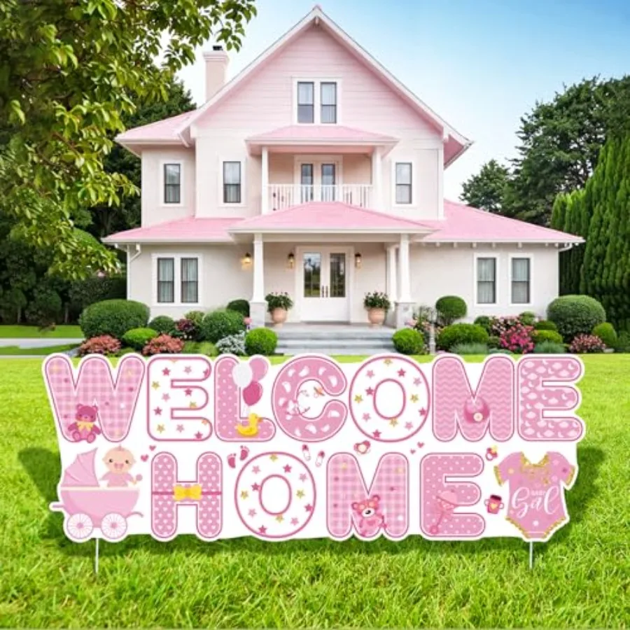Baby Shower Yard Sign Decoration Welcome Home Baby Girl Yard Sign with Stakes Pink Gender Reveal Lawn Sign Outdoor Decor for Gi
Baby Shower Yard Sign Decoration Welcome Home Baby Girl Yard Sign with Stakes Pink Gender Reveal Lawn Sign Outdoor Decor for Gi