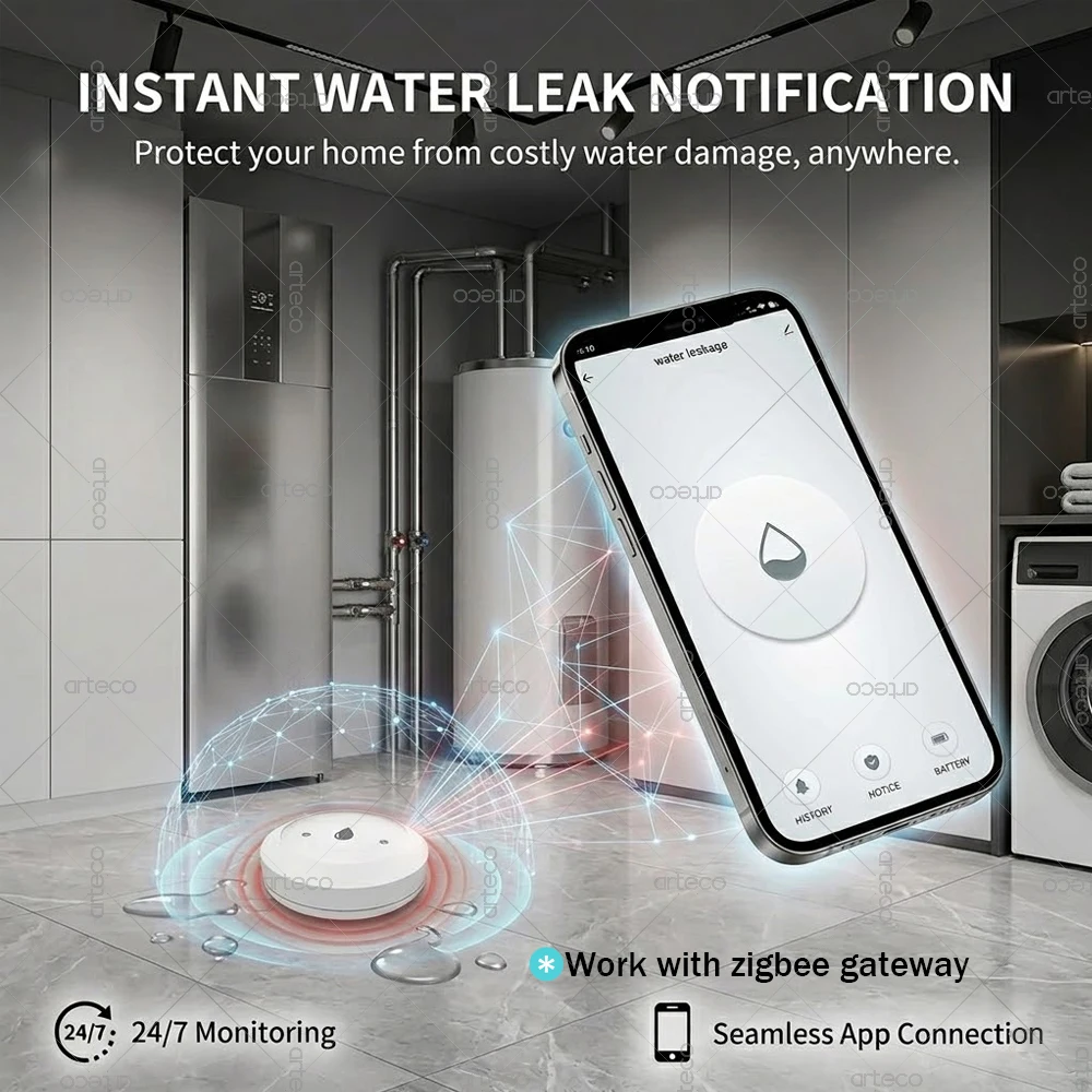 Smart Zigbee Water Sensor Flood Water Leakage Detector App Remote Monitoring Support Home Assistant Zigbee2mqtt Need Gateway
Smart Zigbee Water Sensor Flood Water Leakage Detector App Remote Monitoring Support Home Assistant Zigbee2mqtt Need Gateway