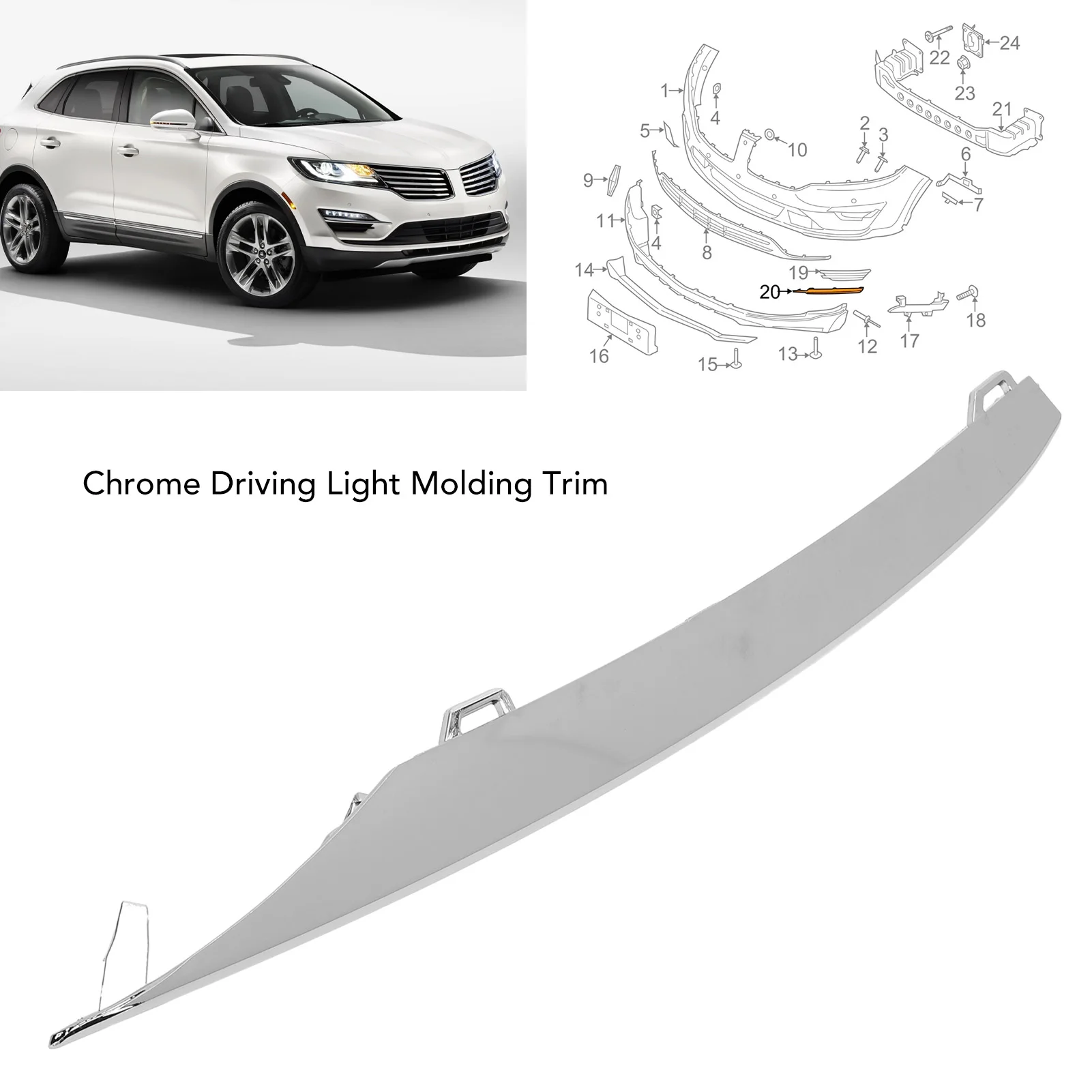 Chrome Driving Light Molding Trim High End Front Bumper Fog Light Driving Lamp Trim Cover For MKC 2015 To 2019 Left: EJ7Z15266AB
Chrome Driving Light Molding Trim High End Front Bumper Fog Light Driving Lamp Trim Cover For MKC 2015 To 2019 Left: EJ7Z15266AB