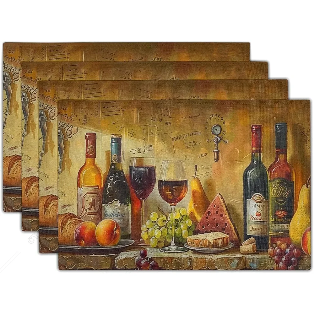 Wine Placemats Set Of 4 Vintage Style Red Wine Glasses Bottles Linen Table Place Mats Washable Non-Slip Heat Resistance
Wine Placemats Set Of 4 Vintage Style Red Wine Glasses Bottles Linen Table Place Mats Washable Non-Slip Heat Resistance