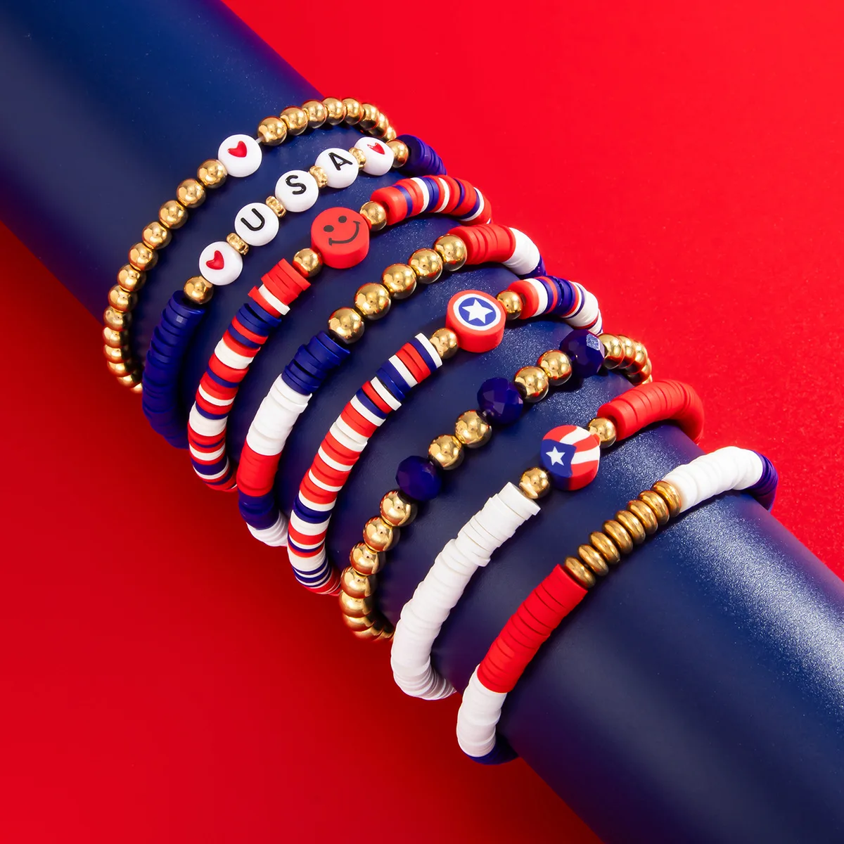 Independence Day Soft Clay Bead Bracelet with Stars Flags Letters Colorful Patriotic Accessories for Men Women Kids
Independence Day Soft Clay Bead Bracelet with Stars Flags Letters Colorful Patriotic Accessories for Men Women Kids