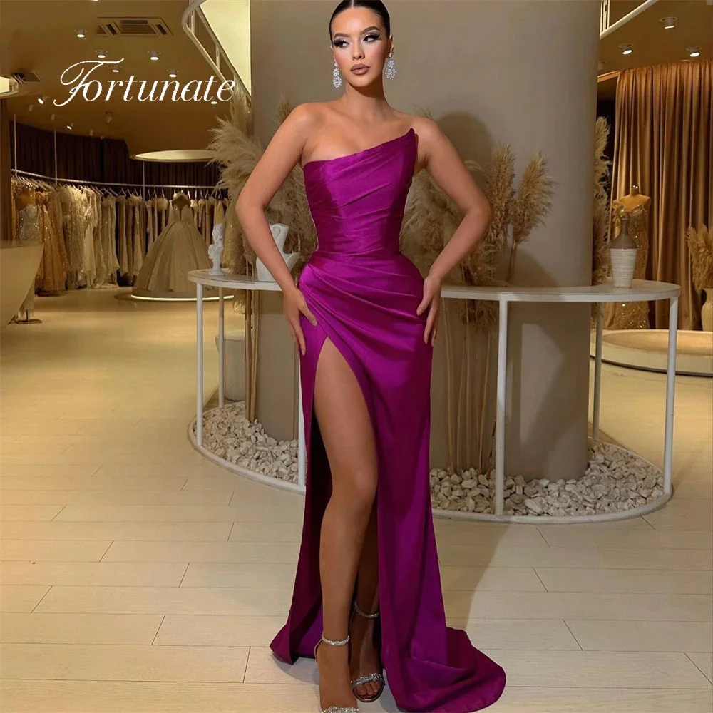 Fortunate Charming Mermaid Prom Dress High Side Slit Stain Strapless Sleeveless Simple Formal 0ccasion Evening Gowns Custom Made
Fortunate Charming Mermaid Prom Dress High Side Slit Stain Strapless Sleeveless Simple Formal 0ccasion Evening Gowns Custom Made
