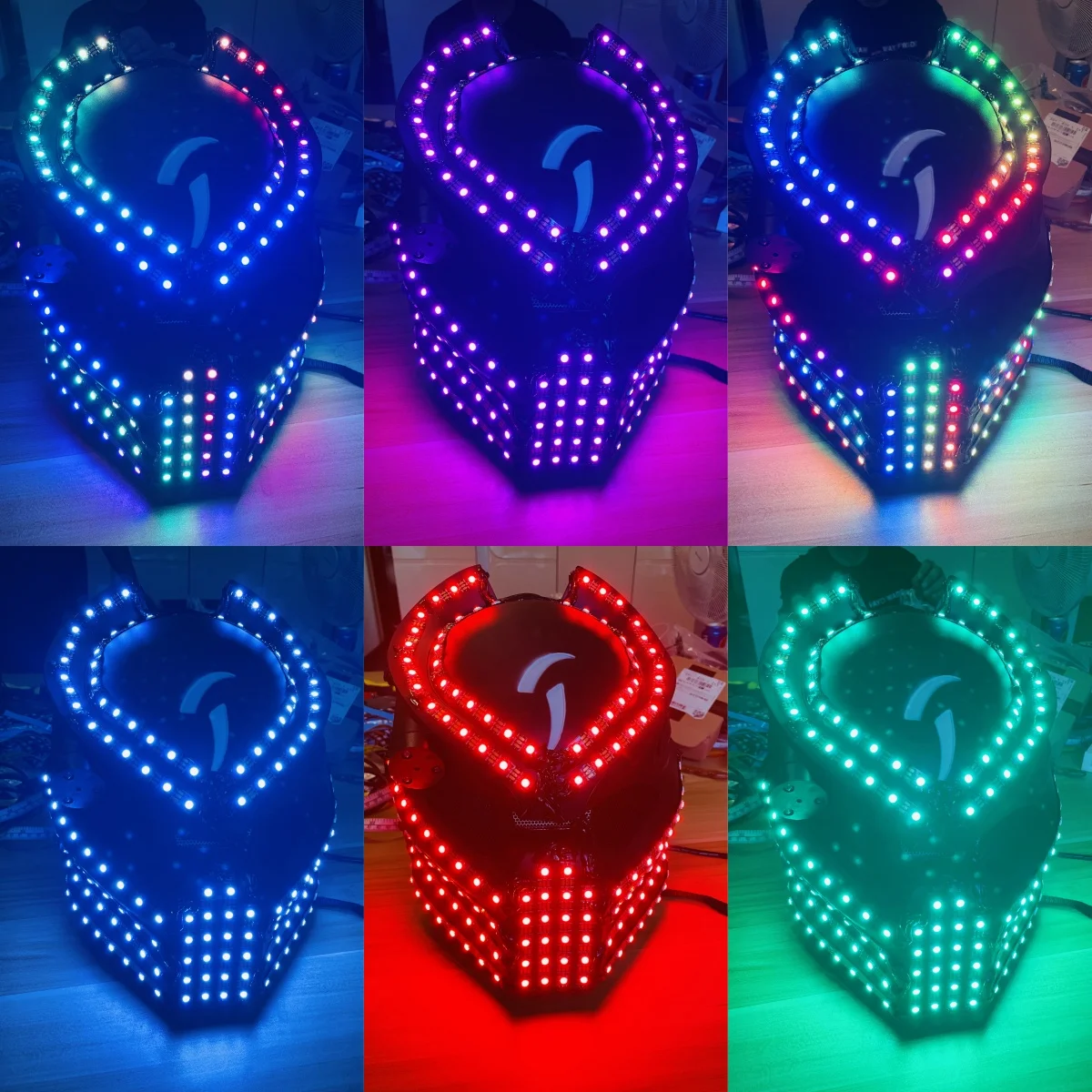 Colorful LED Lights Helmet Holiday Party Stage Performance Bar Nightclub Costume Accessories Robot Helmet Cosplay Mask
Colorful LED Lights Helmet Holiday Party Stage Performance Bar Nightclub Costume Accessories Robot Helmet Cosplay Mask