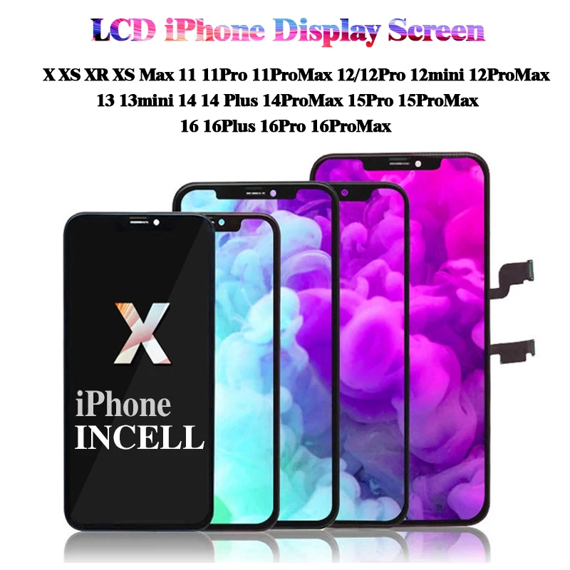 New INCELL LCD Screen For iPhone X XS XR 11 12 13 14 15 16 Plus / Pro / Pro Max 12 13 mini LCD Display Screen Digitizer Assembly
New INCELL LCD Screen For iPhone X XS XR 11 12 13 14 15 16 Plus / Pro / Pro Max 12 13 mini LCD Display Screen Digitizer Assembly