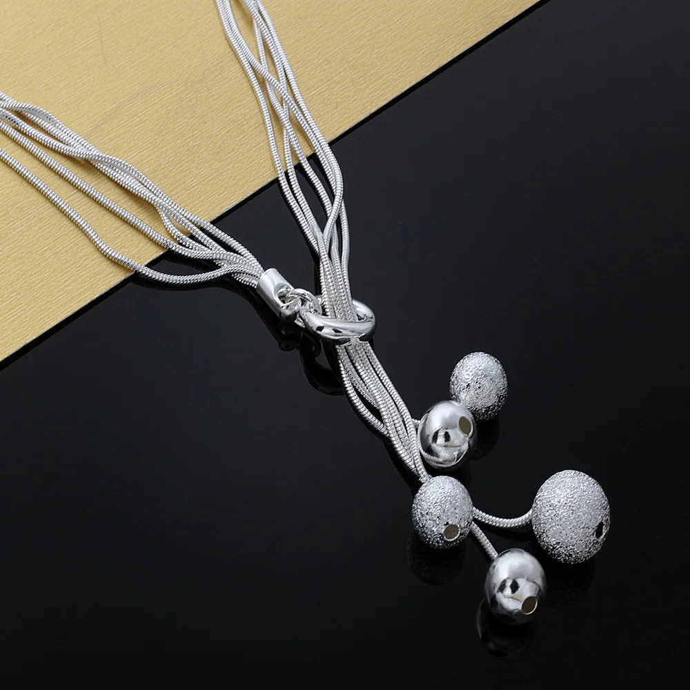 Beautiful 925 Sterling Silver Smooth Beads Necklace For Party Wedding Fashion Jewelry Popular Brands Christmas Gifts
Beautiful 925 Sterling Silver Smooth Beads Necklace For Party Wedding Fashion Jewelry Popular Brands Christmas Gifts