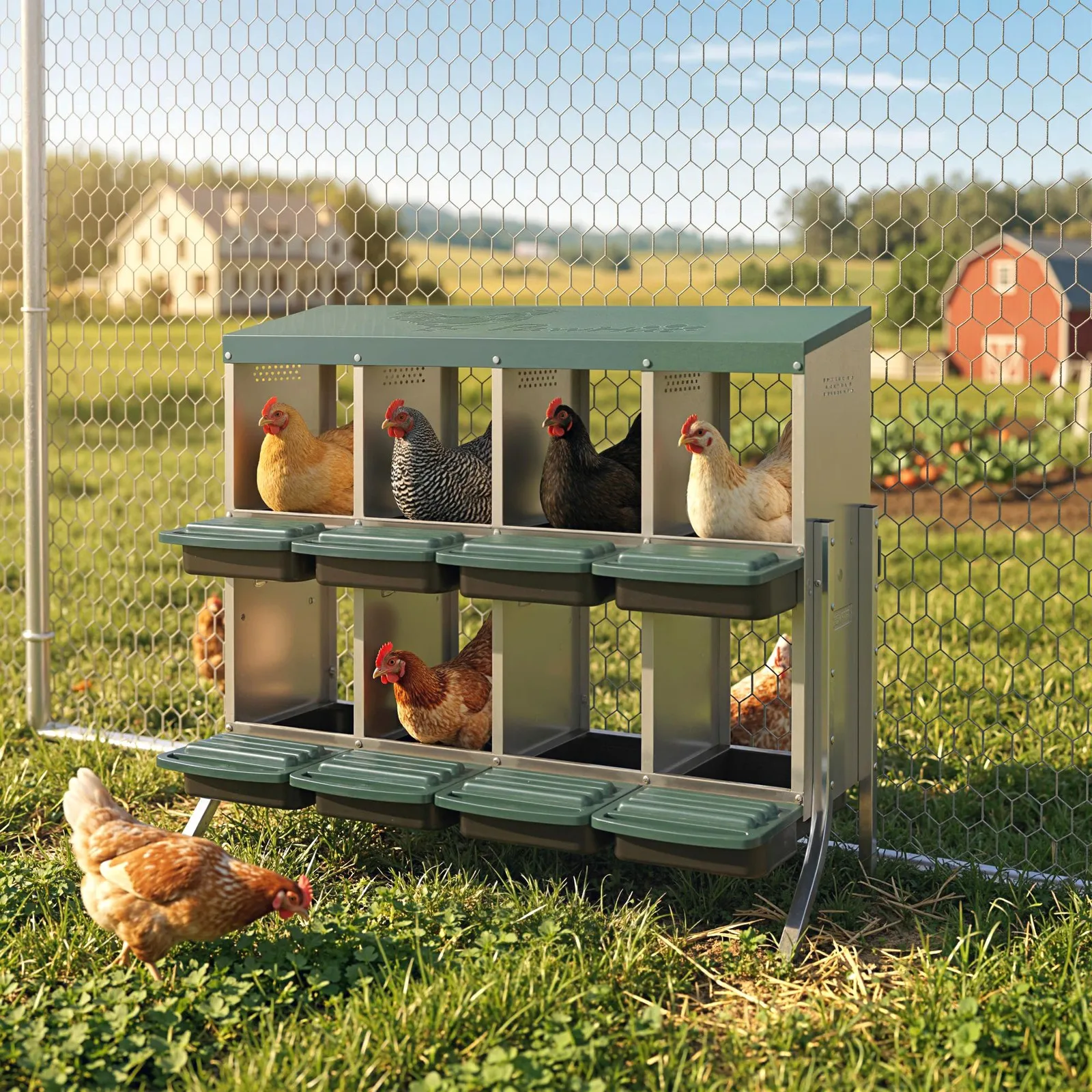Chicken Nesting Boxes, 8 Compartment Metal Nesting Boxes for Chickens
Chicken Nesting Boxes, 8 Compartment Metal Nesting Boxes for Chickens