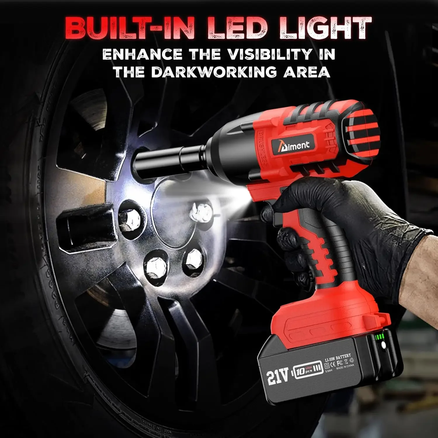 AIMENT Cordless Impact Wrench 1/2 Inch Brushless Impact Gun Max Torque 700Nm 3000RPM W/ Electric Wrench Power Tools
AIMENT Cordless Impact Wrench 1/2 Inch Brushless Impact Gun Max Torque 700Nm 3000RPM W/ Electric Wrench Power Tools