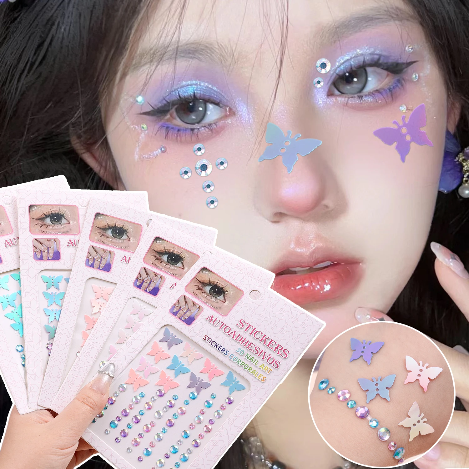 1/5pcs Blue Pink Purple Crystal Tattoo Stickers 3D Glitter Rhinestone Face Eye Makeup Sweet Butterfly Temporary Tattoo Body Arts
1/5pcs Blue Pink Purple Crystal Tattoo Stickers 3D Glitter Rhinestone Face Eye Makeup Sweet Butterfly Temporary Tattoo Body Arts