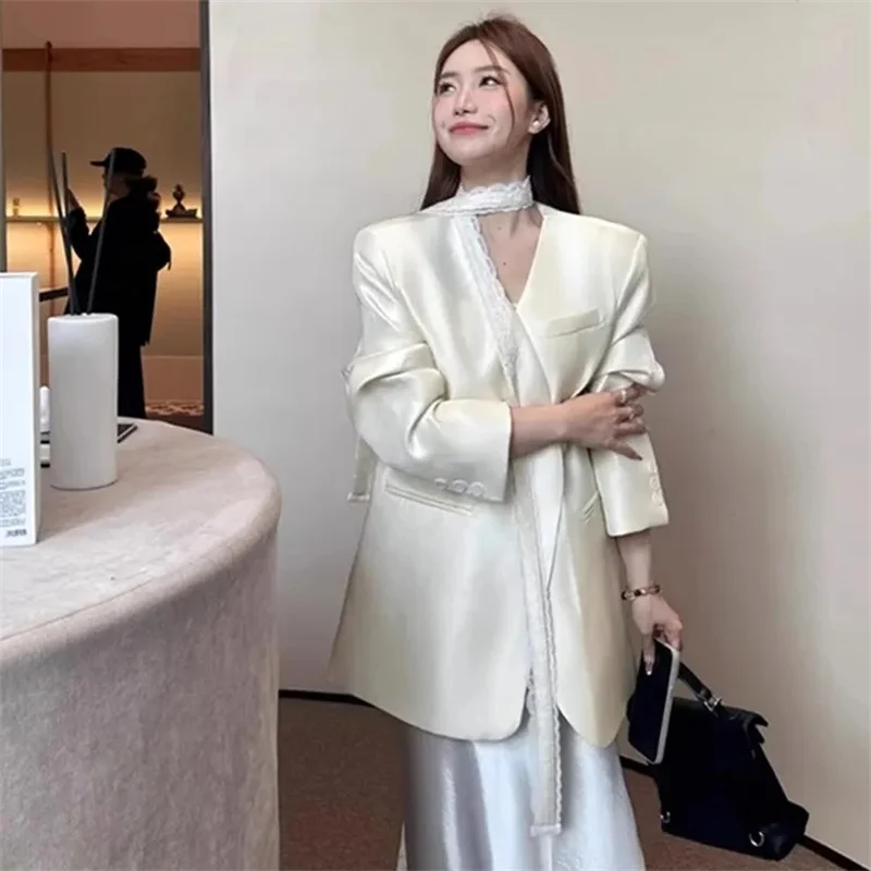 Korean Women Fashion Solid Color Loose Suit Jacket Autumn Female Long Sleeves Coat Ladies High-end Patchwork Cardigan Blazer Top
Korean Women Fashion Solid Color Loose Suit Jacket Autumn Female Long Sleeves Coat Ladies High-end Patchwork Cardigan Blazer Top