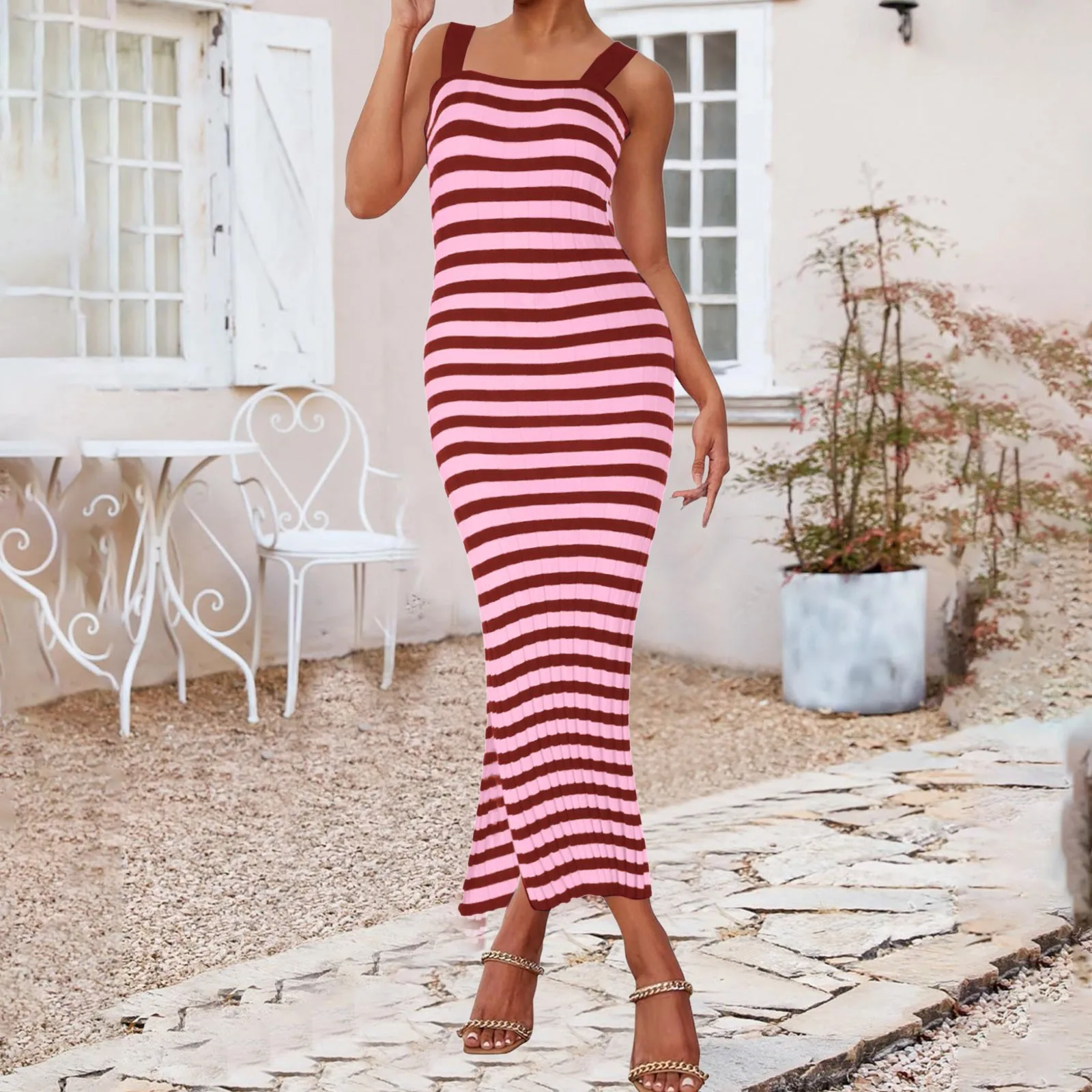Women'S Striped Matching Halter Wrap Hip Dress Sleeveless Sexy Knit Slim Dress Summer Fashion Trend Street Photo Long Dress
Women'S Striped Matching Halter Wrap Hip Dress Sleeveless Sexy Knit Slim Dress Summer Fashion Trend Street Photo Long Dress