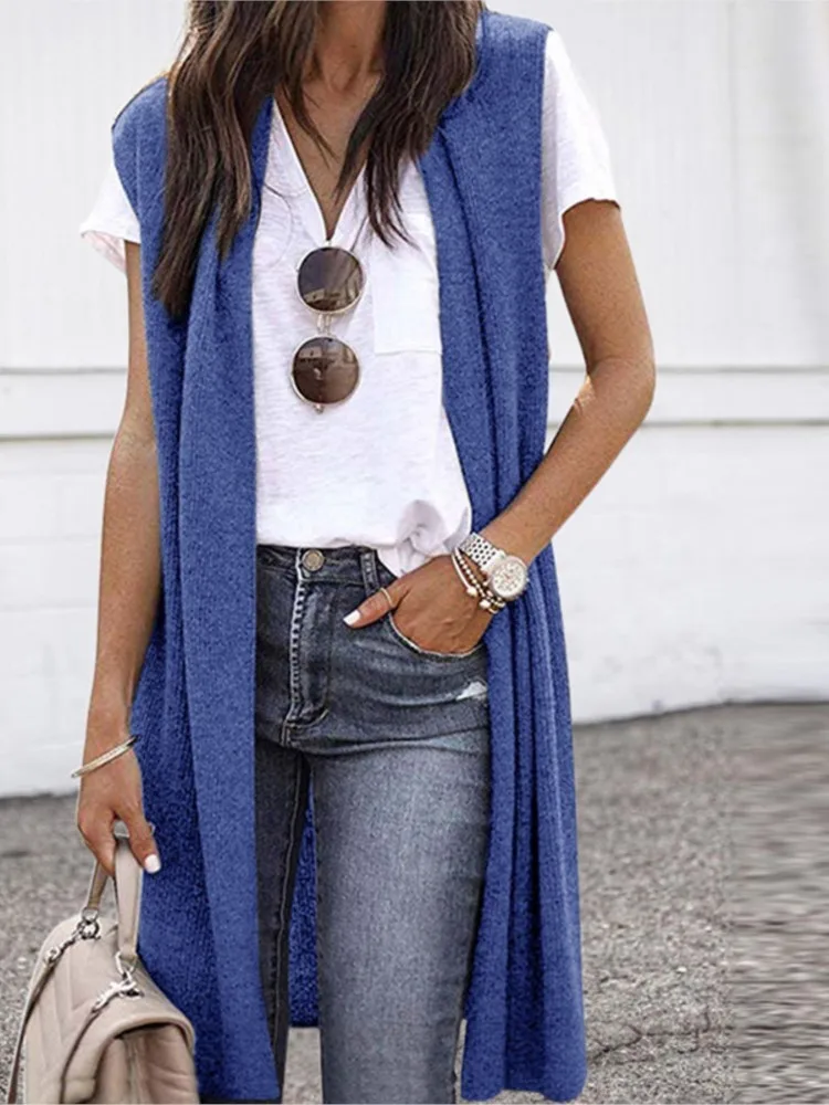 Women Sleeveless Cardigan Vest Sleeveless Open Front Solid Loose Long Outwear Chic Gilet Female Casual Long Coat Vest jackets
Women Sleeveless Cardigan Vest Sleeveless Open Front Solid Loose Long Outwear Chic Gilet Female Casual Long Coat Vest jackets