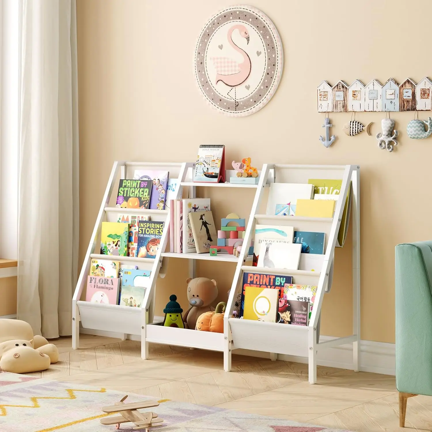 3-Tier Kids Bookshelf and Toy Organizer, Sturdy Bookcase with Storage for Toddler Room, Playroom, Nursery
3-Tier Kids Bookshelf and Toy Organizer, Sturdy Bookcase with Storage for Toddler Room, Playroom, Nursery