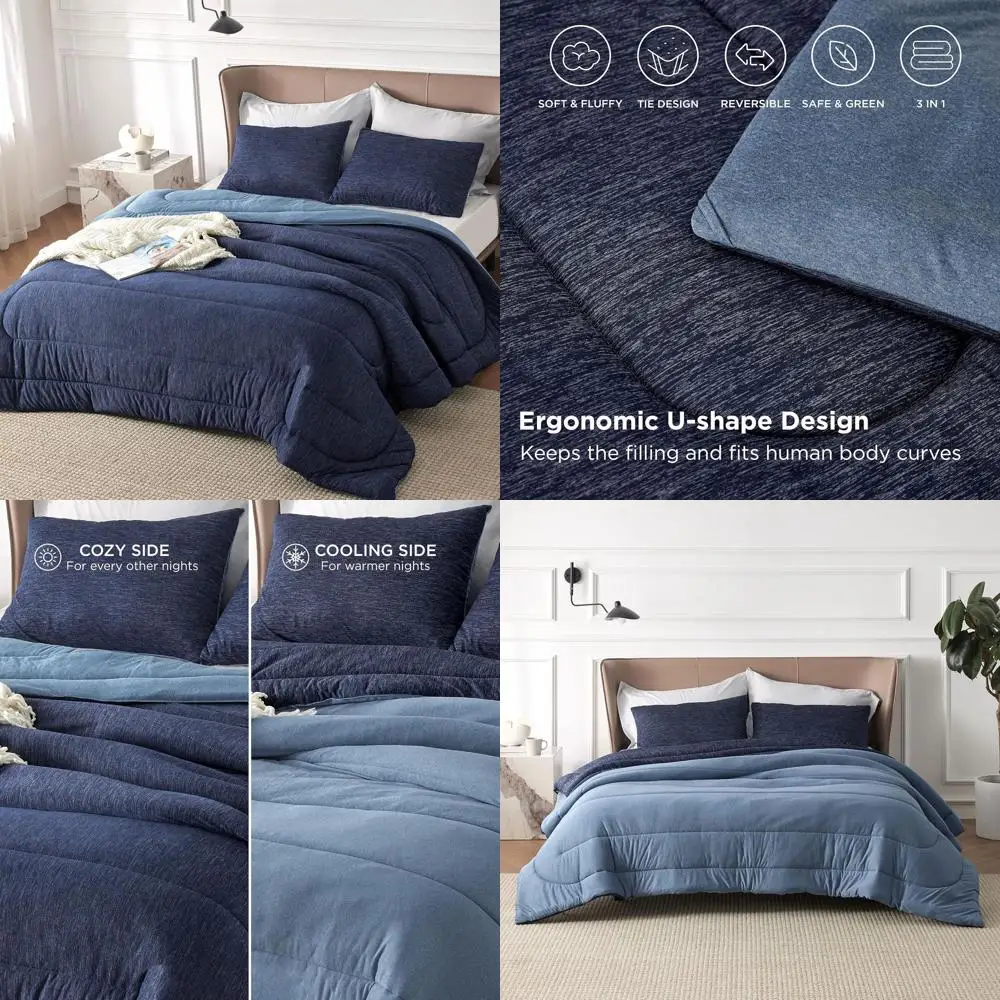 Темно-синий двусторонний комплект одеял для California King — охлаждающее и теплое всесезонное постельное белье из трех предметов
Темно-синий двусторонний комплект одеял для California King — охлаждающее и теплое всесезонное постельное белье из трех предметов