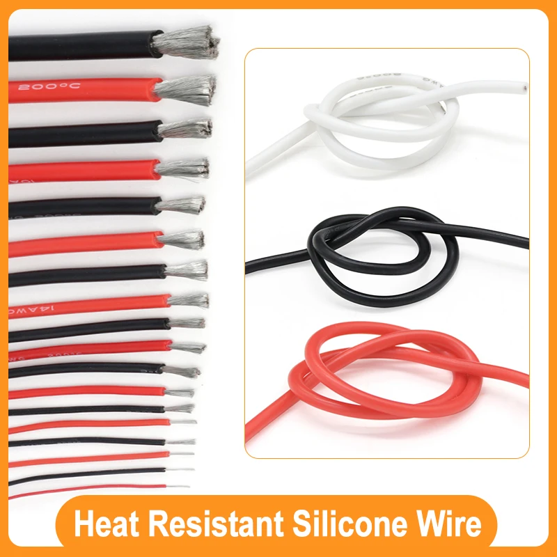 1m ~ 50m Red/Black/White Soft Silicone Cable 30 28 26 24 22 20 18 16AWG Heat Resistant Electrical Wire For Car Battery LED Light
1m ~ 50m Red/Black/White Soft Silicone Cable 30 28 26 24 22 20 18 16AWG Heat Resistant Electrical Wire For Car Battery LED Light
