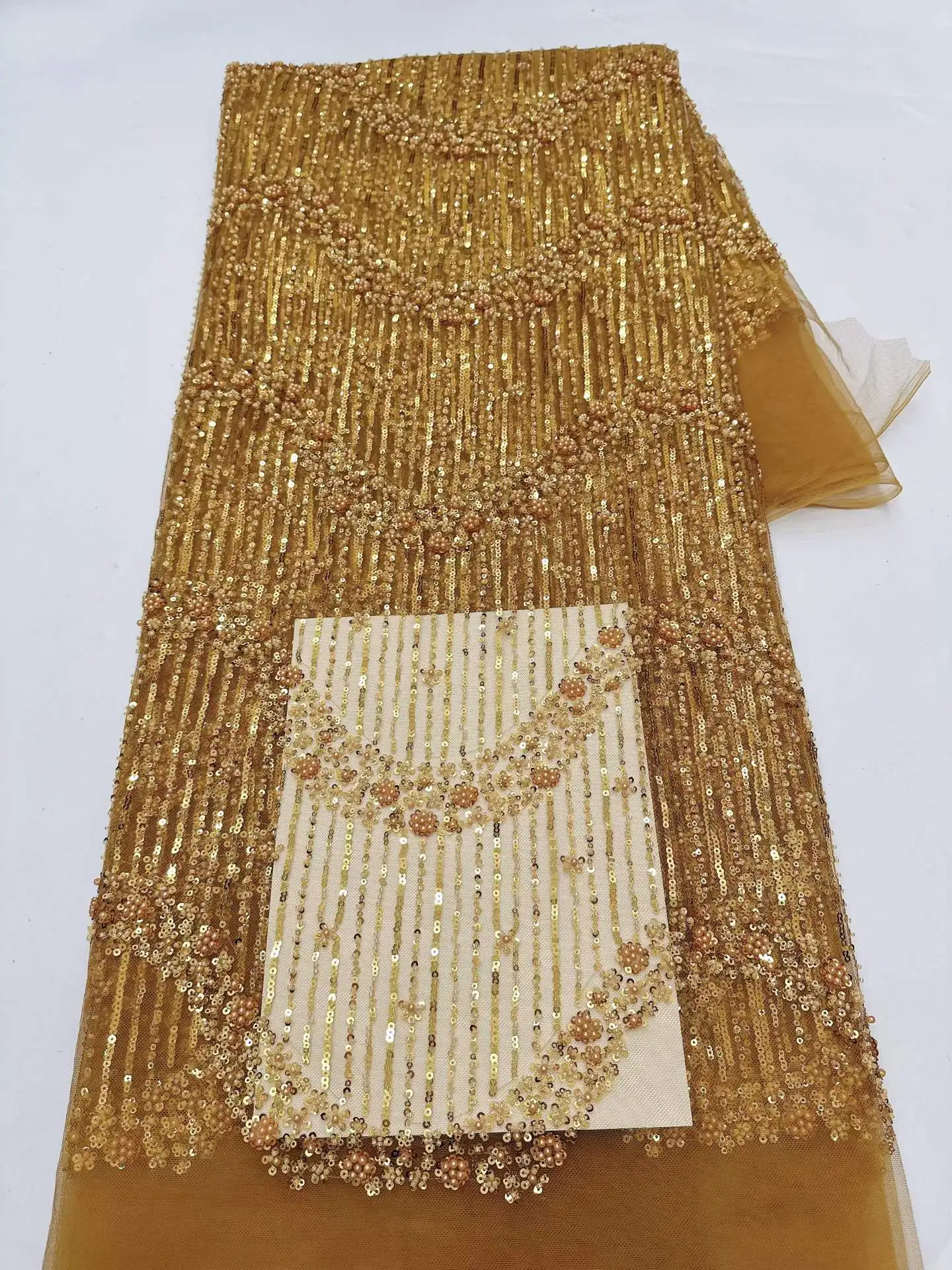 Latest French 3D Sequins lace Fabric 2026 high Quality Nigerian Beads Lace Fabric For wedding Party Dress Sewing 5 Yards
Latest French 3D Sequins lace Fabric 2026 high Quality Nigerian Beads Lace Fabric For wedding Party Dress Sewing 5 Yards