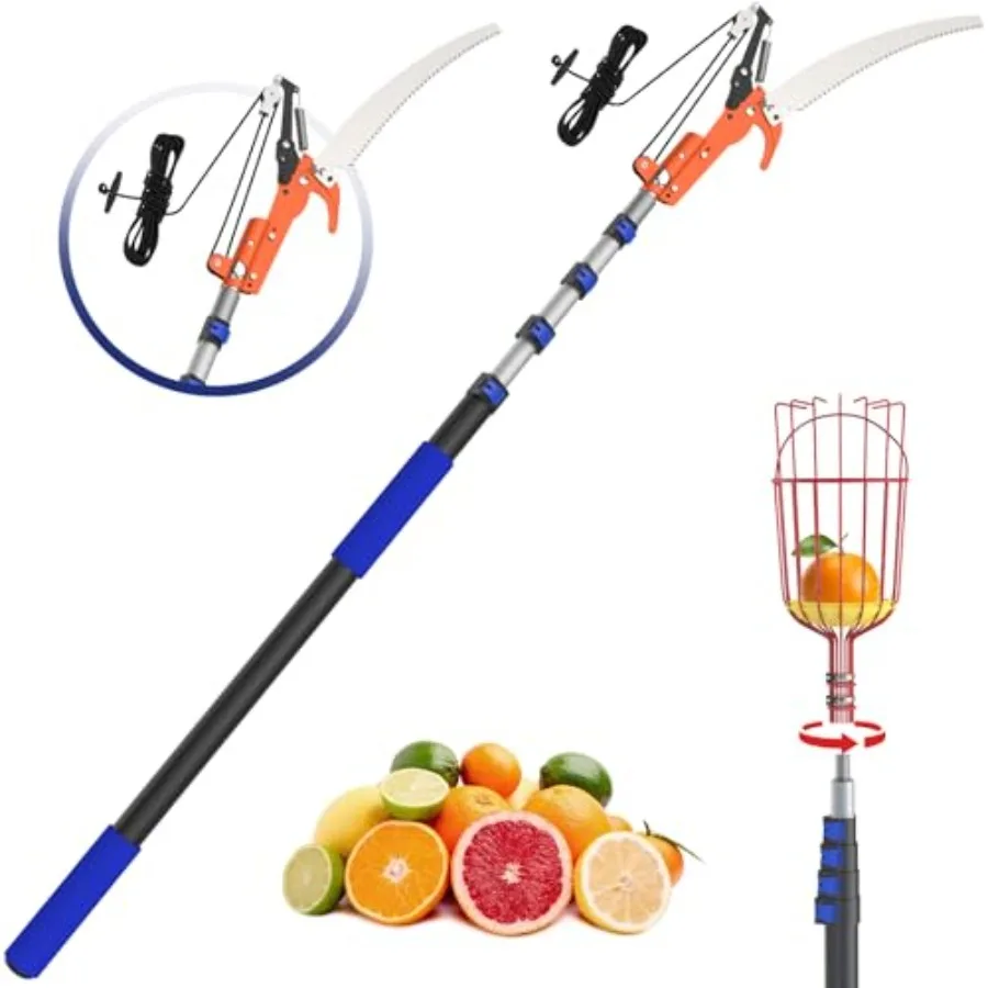 26FT Reach Pole Saw Telescoping Tree Trimmer with 5-20FT Extension Pole Sharp Steel Blade and Scissors Fruit Picker Extendable
26FT Reach Pole Saw Telescoping Tree Trimmer with 5-20FT Extension Pole Sharp Steel Blade and Scissors Fruit Picker Extendable