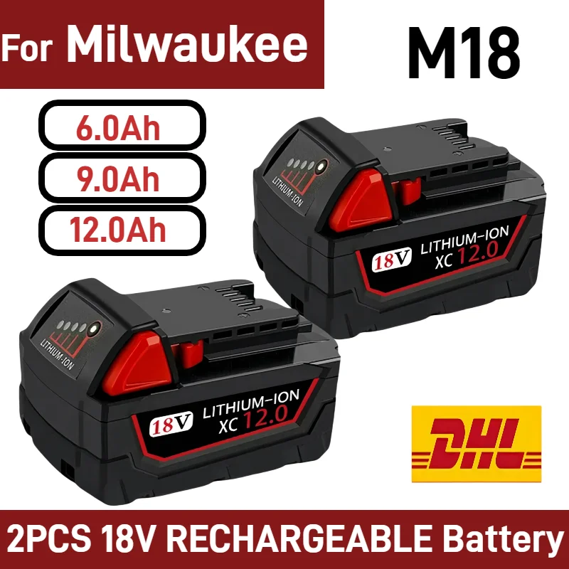 For Milwaukee M18 18V 12.0Ah/9.0Ah 18650 Lithium Replacement Battery For Milwaukee 48-11-1840 48-11-1860 48-11-1850 Tool Battery
For Milwaukee M18 18V 12.0Ah/9.0Ah 18650 Lithium Replacement Battery For Milwaukee 48-11-1840 48-11-1860 48-11-1850 Tool Battery