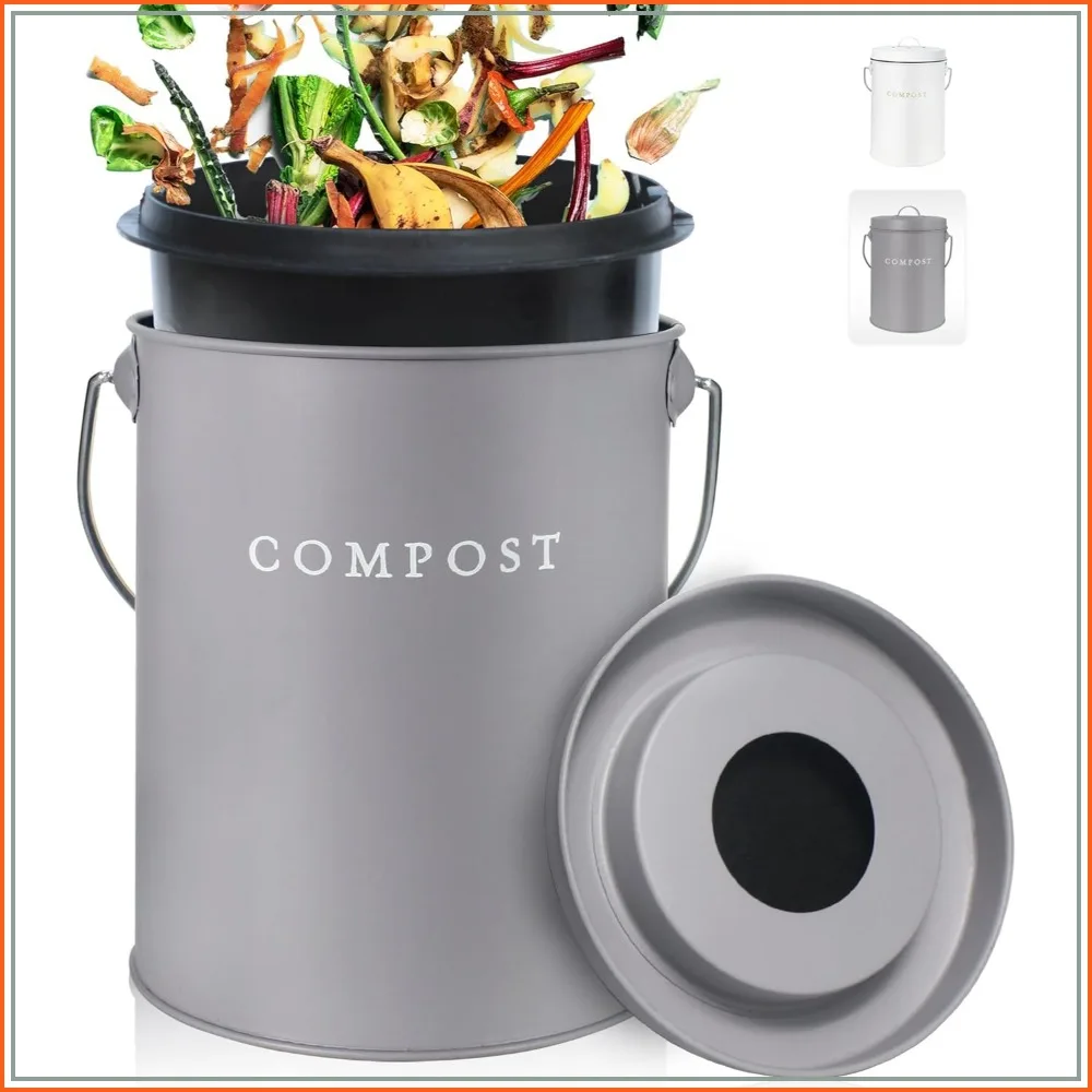 Indoor Compost Bin Kitchen Odorless with Lid for Composting Food Waste, Stainless Steel Countertop Trash Can, 1.3 Gallon
Indoor Compost Bin Kitchen Odorless with Lid for Composting Food Waste, Stainless Steel Countertop Trash Can, 1.3 Gallon