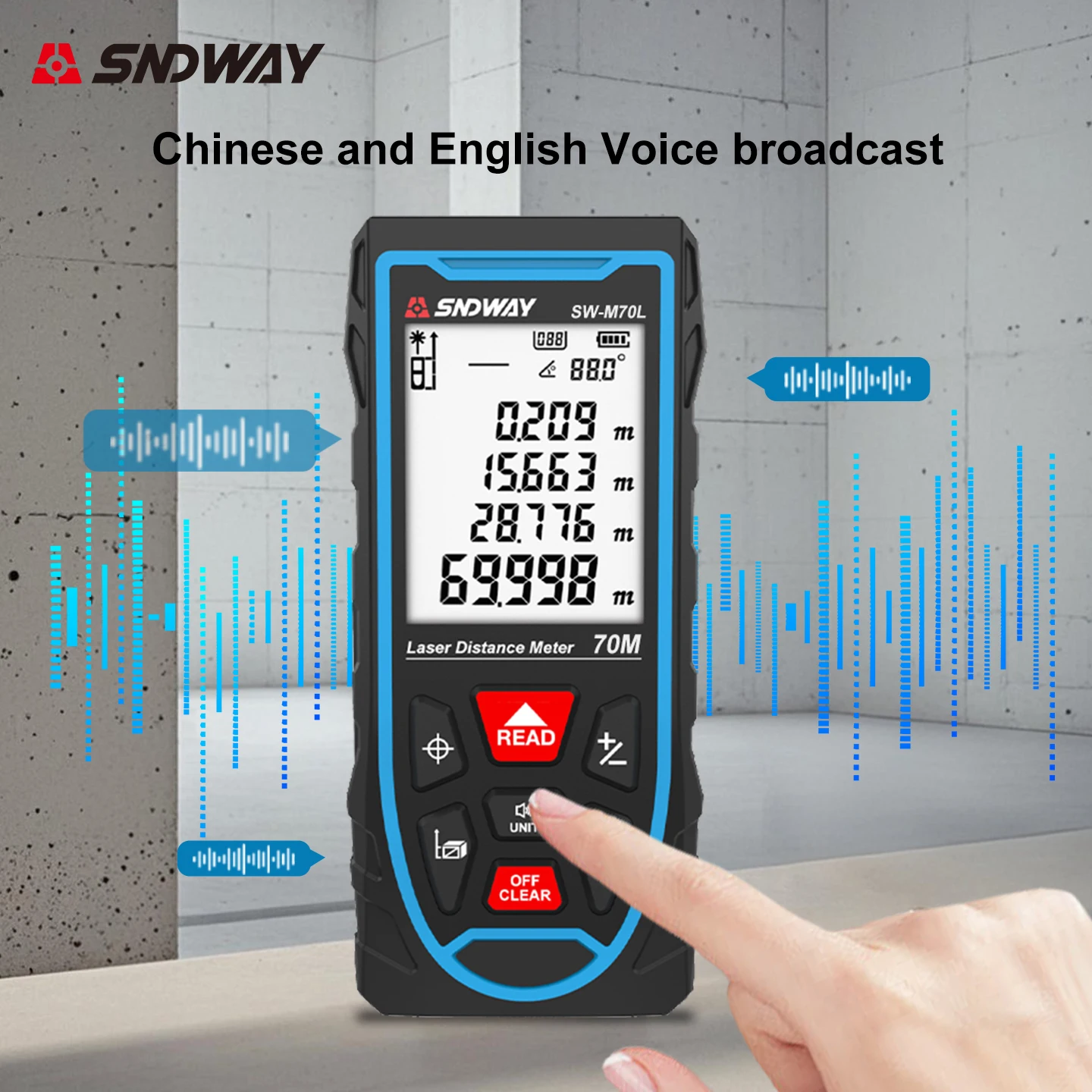 SNDWAY laser rangefinder indoor red light rangefinder, digital rangefinder, built-in green light cross-line projector
SNDWAY laser rangefinder indoor red light rangefinder, digital rangefinder, built-in green light cross-line projector
