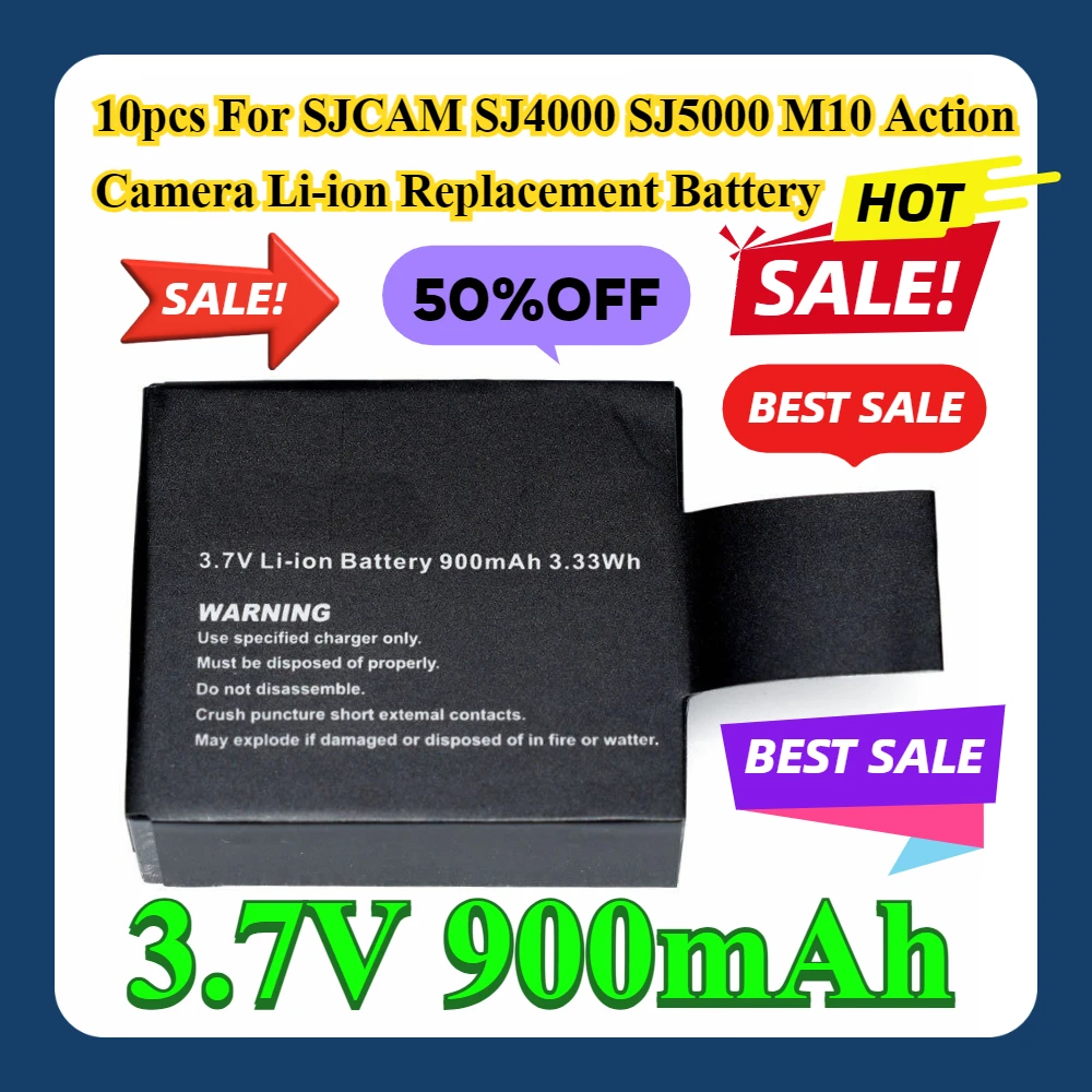 10pcs For SJCAM SJ4000 SJ5000 M10 Action Camera 3.7V 900mAh Li-ion Replacement Battery
10pcs For SJCAM SJ4000 SJ5000 M10 Action Camera 3.7V 900mAh Li-ion Replacement Battery