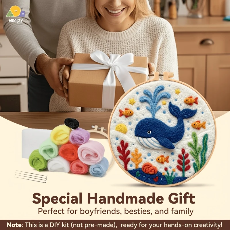 Beginner Ocean Whale Felting Set, Full Wool Supplies & Detailed Guide, Embroidery Frame Decor Painting, Ideal Handcrafted
Beginner Ocean Whale Felting Set, Full Wool Supplies & Detailed Guide, Embroidery Frame Decor Painting, Ideal Handcrafted
