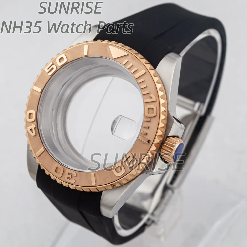 Rose Gold 40mm Yacht Design Waterproof Watch Case Rubber Strap Bracelet For Seiko NH34 NH35 NH36 Automatic Movement 28.5mm Dial
Rose Gold 40mm Yacht Design Waterproof Watch Case Rubber Strap Bracelet For Seiko NH34 NH35 NH36 Automatic Movement 28.5mm Dial