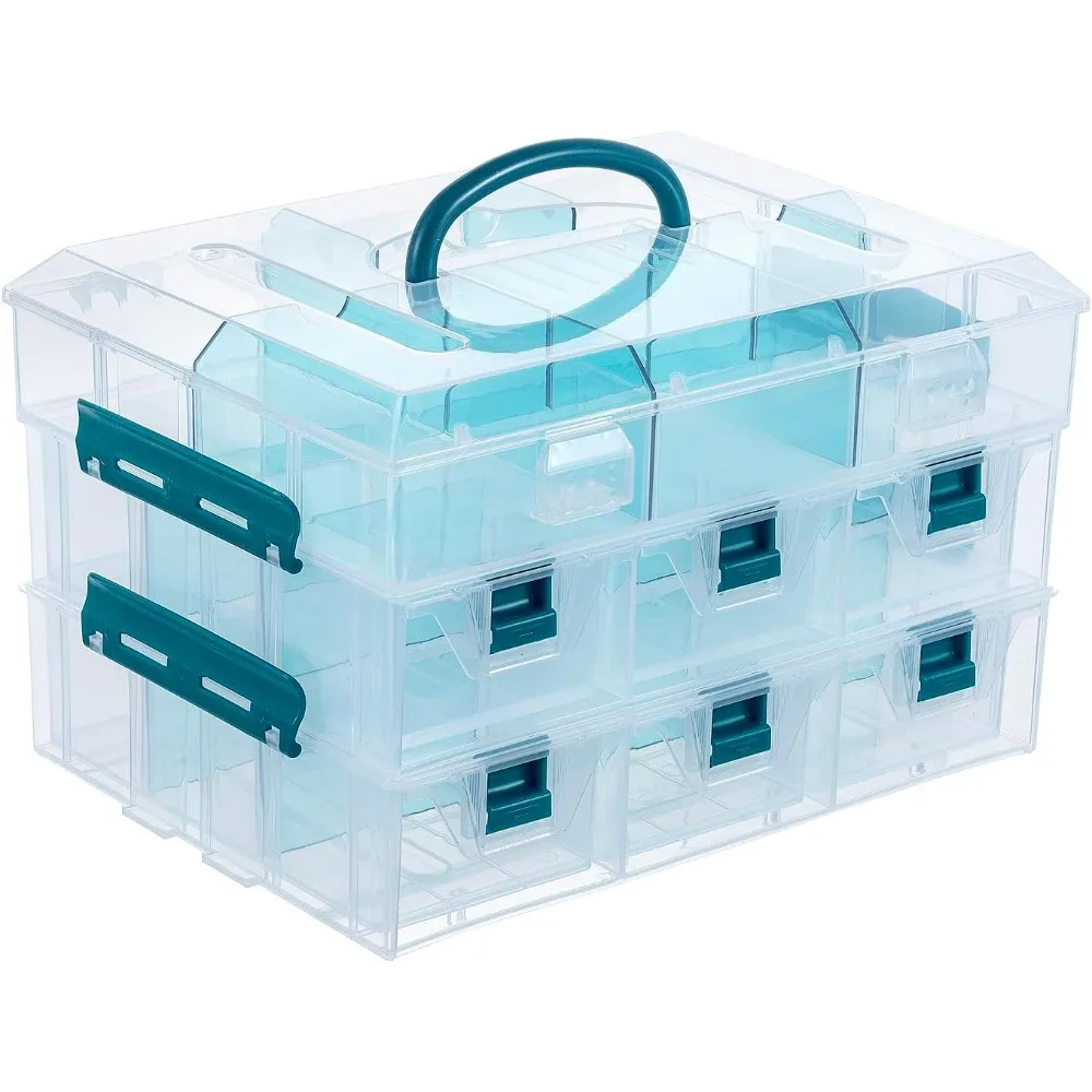 11 Inch Clear Arts and Crafts Stackable Container, Sewing Supplies Storage Organizer Case with Blue Accents
11 Inch Clear Arts and Crafts Stackable Container, Sewing Supplies Storage Organizer Case with Blue Accents