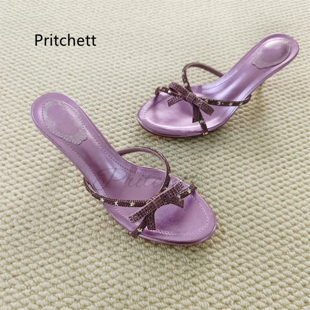 Purple Pink Rhinestone Bow Slippers for Women Summer Fairy Style Stiletto Open Toe High Heel Sandals Sweet Party Women's Shoes
Purple Pink Rhinestone Bow Slippers for Women Summer Fairy Style Stiletto Open Toe High Heel Sandals Sweet Party Women's Shoes