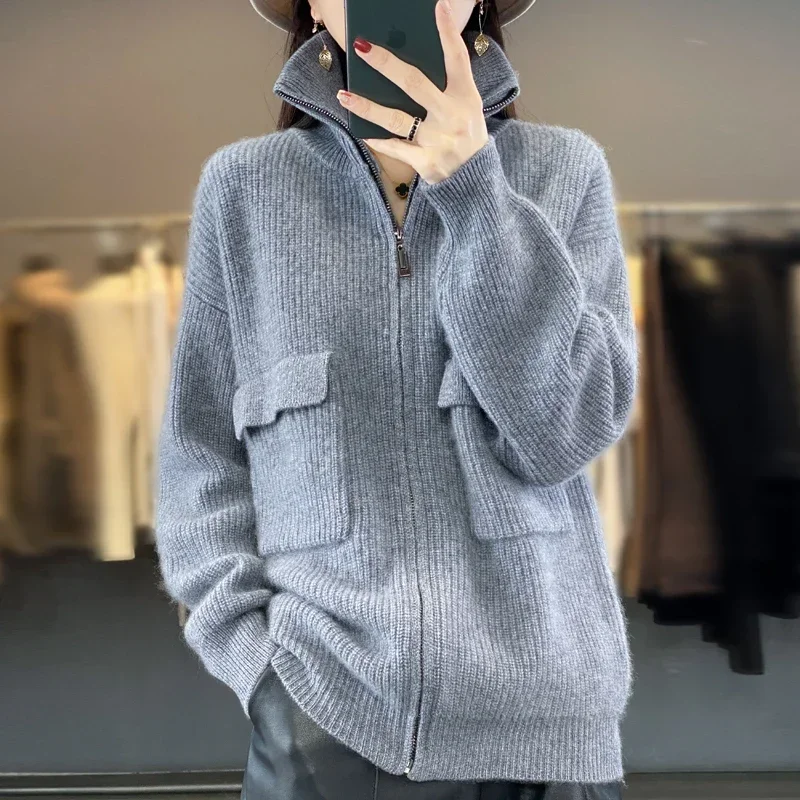 100% Wool Knitted Cardigan Women's Polo Sweater Comfortable and Warm Autumn and Winter Long Sleeve Coat Women's Wool New Cardiga
100% Wool Knitted Cardigan Women's Polo Sweater Comfortable and Warm Autumn and Winter Long Sleeve Coat Women's Wool New Cardiga